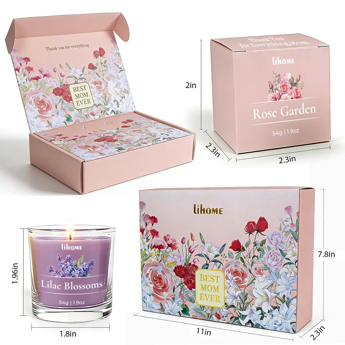 Mothers Day Gifts for Mom - 12 Scented Candles Set with Messages, Best Birthday, Christmas, Thanksgiving Gifts for Mom from Daughter Son