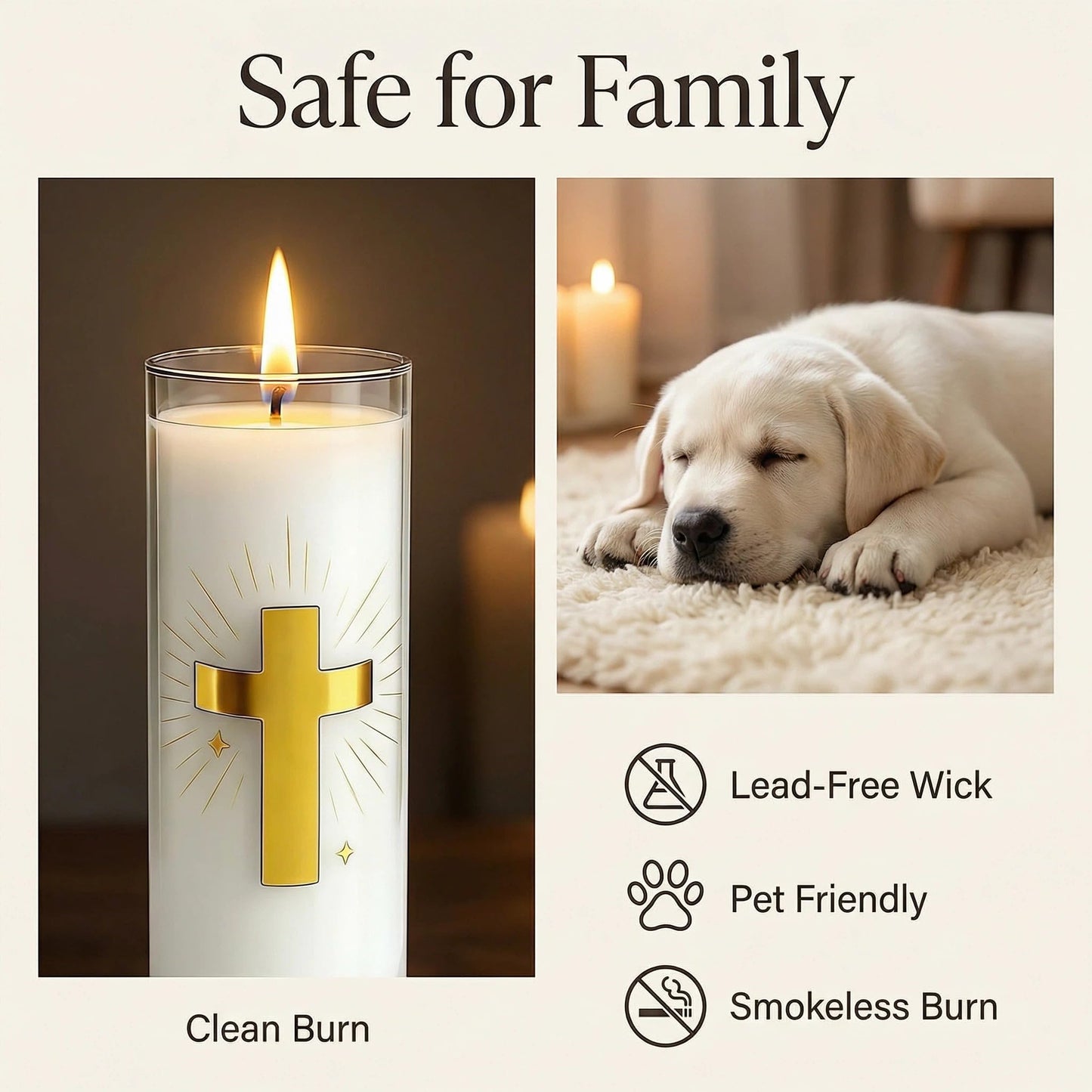 CysEdge White Beeswax Candle – 2 Pack, 160-Hour, Blessed for Church, Wedding, Prayer & Home – Christian Gift for Women