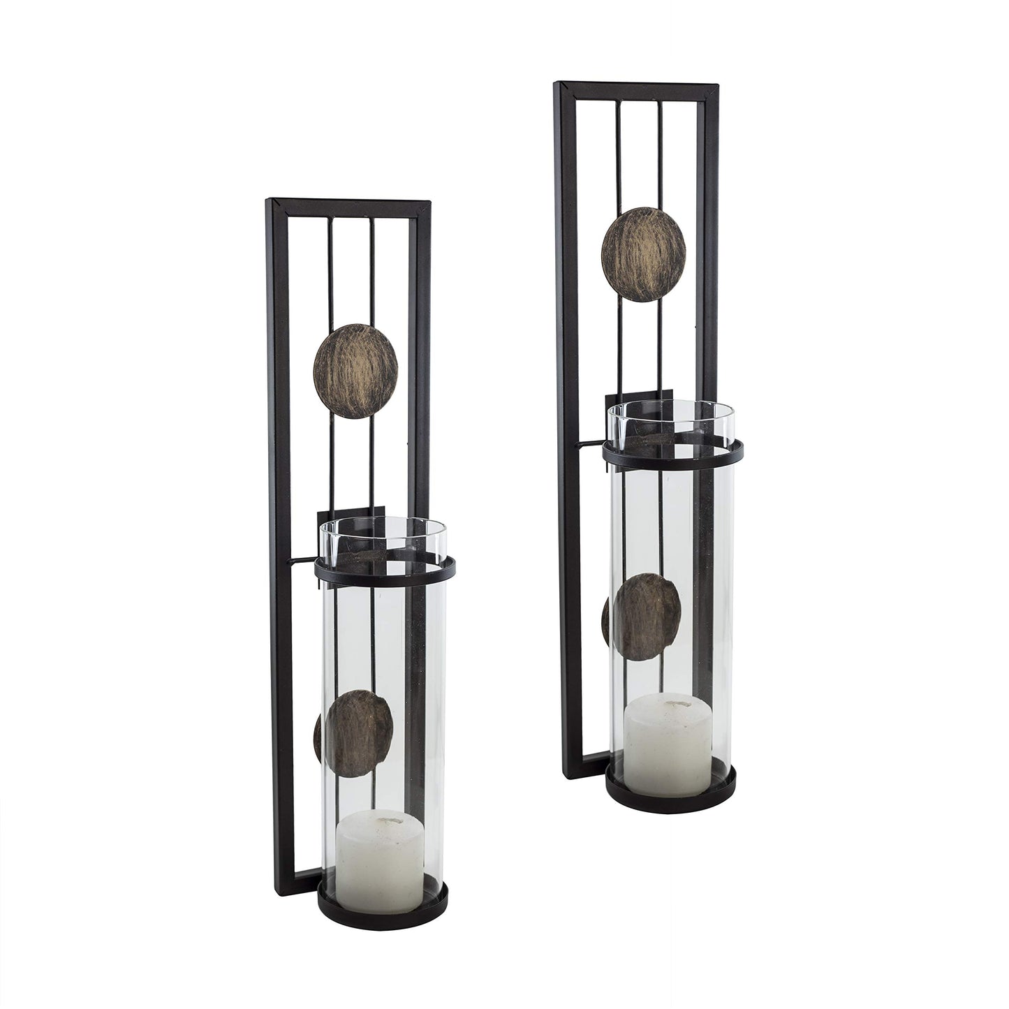 Danya B Set of Two Wall Sconces, Metal Wall Décor, Antique-Style Metal Sconce for Home, Patio or Office – Decorative Metal Wall Scone, Candle Holder, Real or Battery Operated Candles