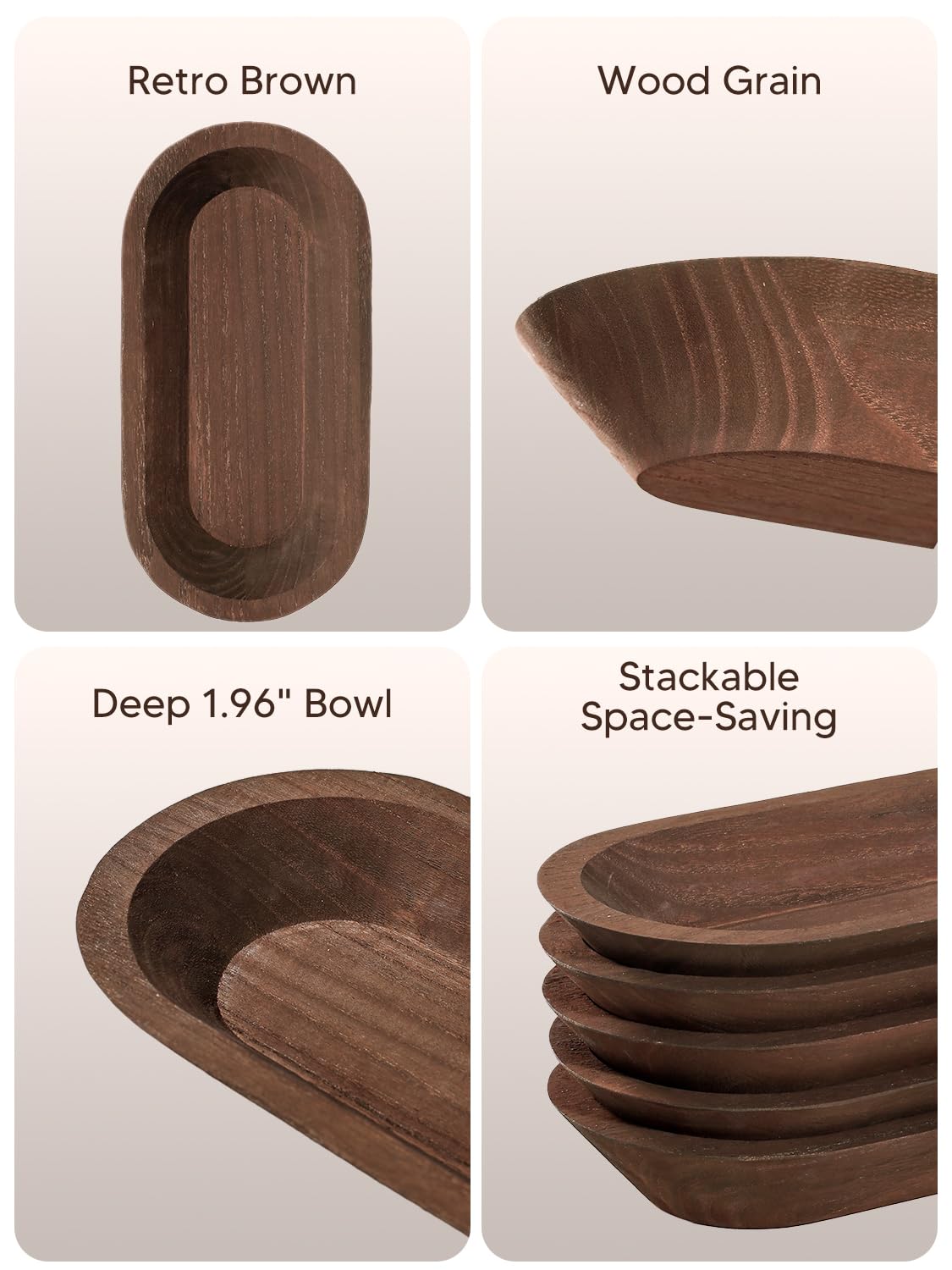 Duseu 12 pcs 12.5 Inch Dough Bowls for Candle Making, Wooden Candle Bowl Decor, Farmhouse Centerpiece Table(Brown)