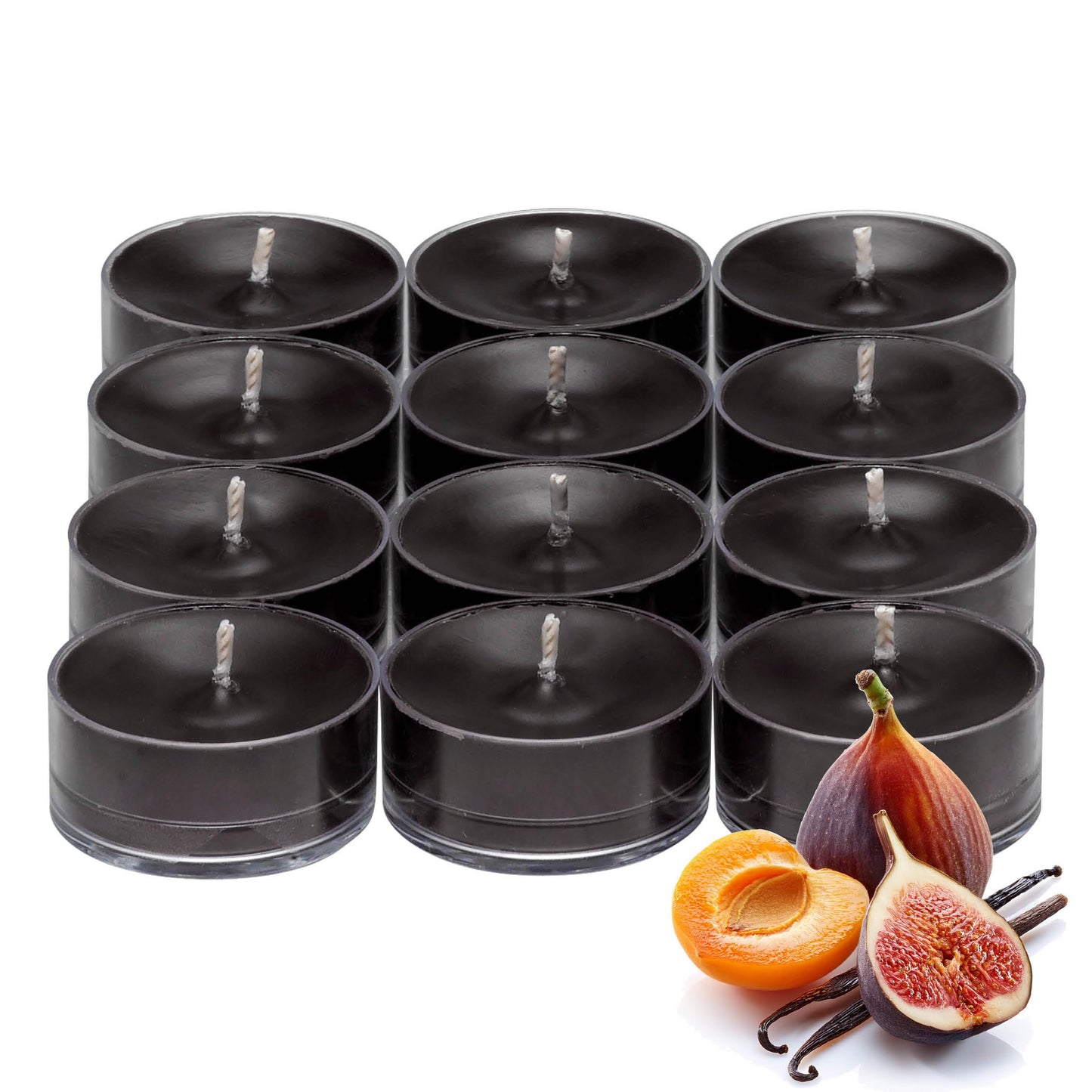 PartyLite Gift Set of 12 Universal Tea Lights, Fig Fatale Scented, Notes of Apricot, Green Fig, Peach, Mango, Strawberry and Vanilla, 4-6 Hour Burn Time, Luxurious & Rich, Perfect for Gifting
