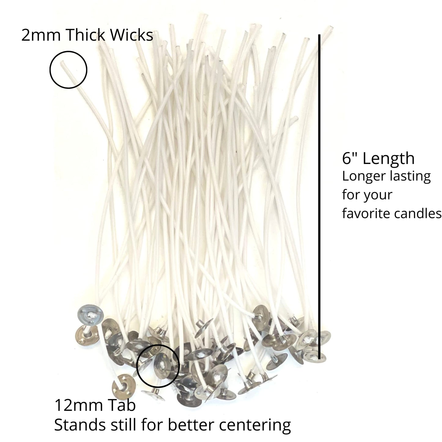 Cotton Wicks for Candle Making, Prewaxed Low Smoke Natural Candle Wicks Bulk, Gift for Makers (6 Inch, 120, Pieces)