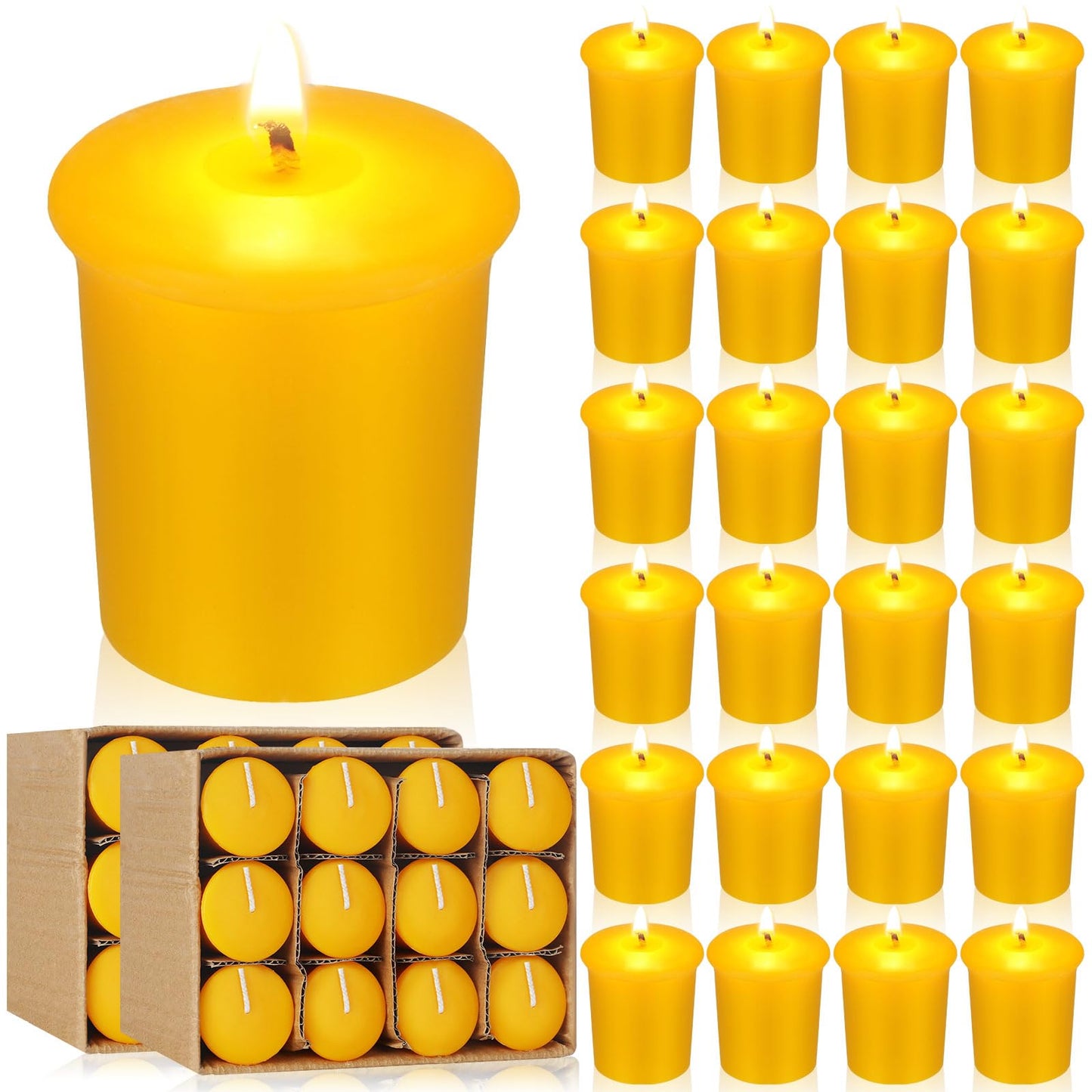 36 Pack Votive Candles 15 Hour Burn Time Pure Beeswax Tealight Candles Bulk Smokeless Bees Wax Votive Candle Unscented Bees Wax Candle for Home Room Table Centerpiece Wedding Party Spa Gift