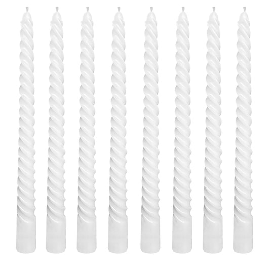8 Pack 10 Inch White Spiral Taper Candle Set, 7/8 Inch Unscented Driples Candlesticks for Home Decoration, 6-7 Hours Burn