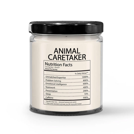 Funny Gifts for Animal Caretaker Nutrition Facts Label - Christmas Candle for Coworker Staff Employee Boss Manager - Thank You, Birthday - Vanilla Scented Soy Wax, 9oz