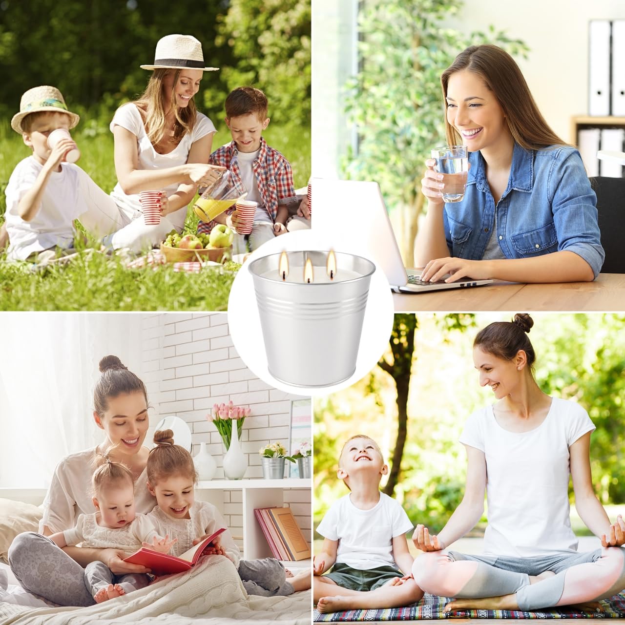 Large Citronella Candles Outdoor-4x150z3-Wick Bucket Candle for Home Patio Candleup to 240 Hours, Summer Camping HugeCandle