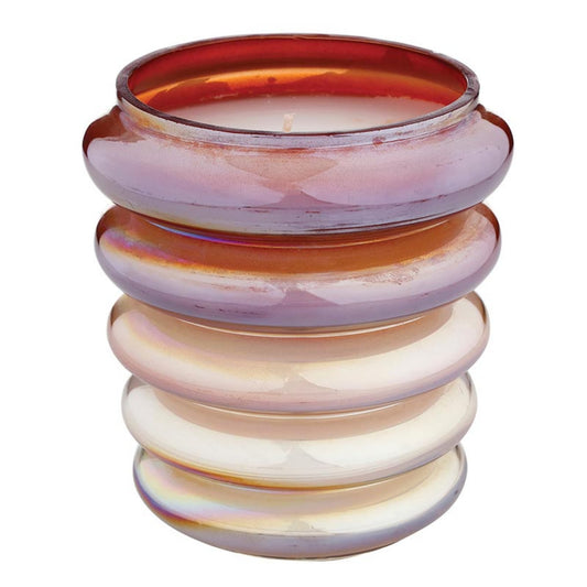 47th & Main Scented Candles Amber Tiered Decorative Glass Candle for Home Decor, 4.25" Dia x 4.5" Tall, Harvest Festival