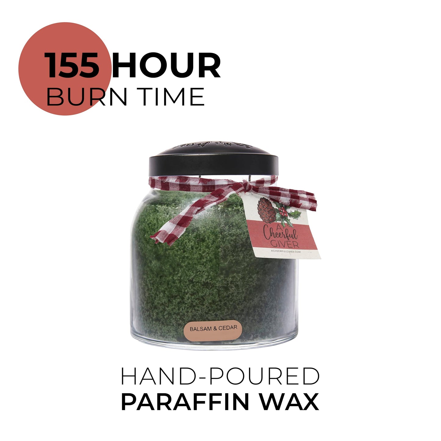 A Cheerful Giver - Balsam & Cedar - 34oz Papa Scented Candle Jar with Lid - Keepers of The Light - 155 Hours of Burn Time, Gift for Women, Green