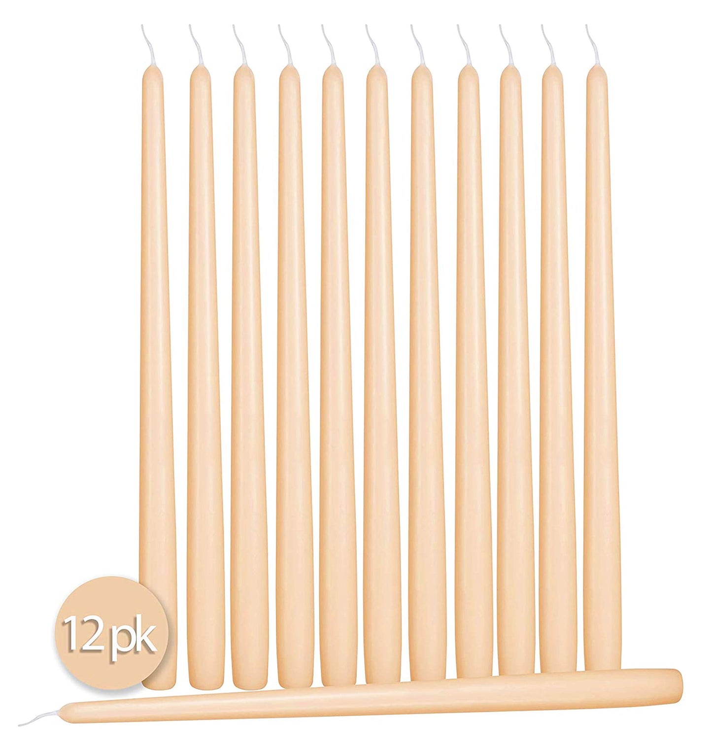 Hyoola Tall Taper Candles - 10 Inch Cream Dripless, Unscented Dinner Candle, Paraffin Wax with Cotton Wicks - 8 Hour Burn Time (Pack of 12)