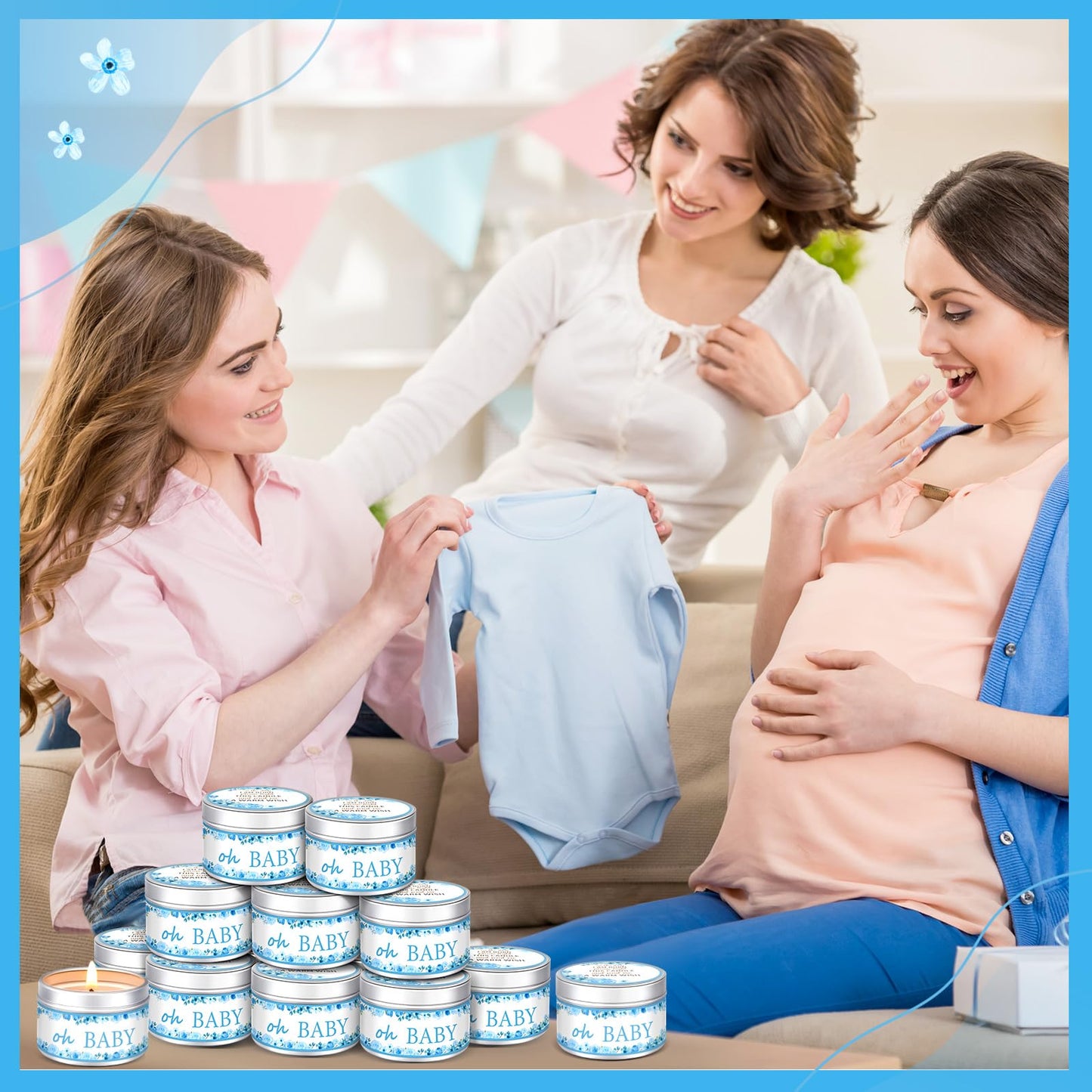 Funtery 12 Pcs Baby Shower Party Favors for Guests Baby Shower Candles Lavender Scented Candle Rustic Tealights Candles Gender Reveal Return Gifts(Buds)