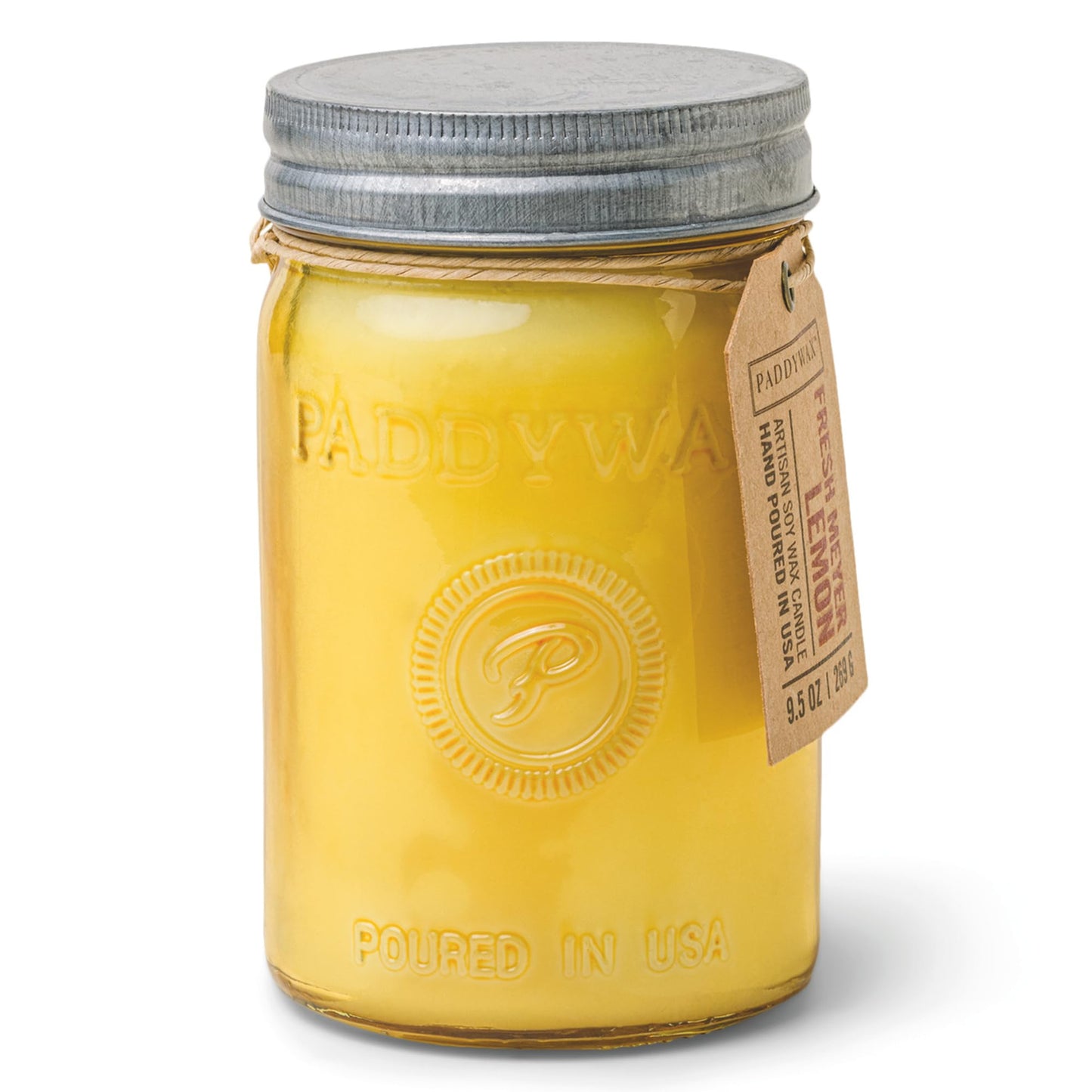 Paddywax Scented Candles Relish Collection Soy Wax Artisan Candle in Glass Jar with Lid, 9.5-Ounce, Fresh Meyer Lemon