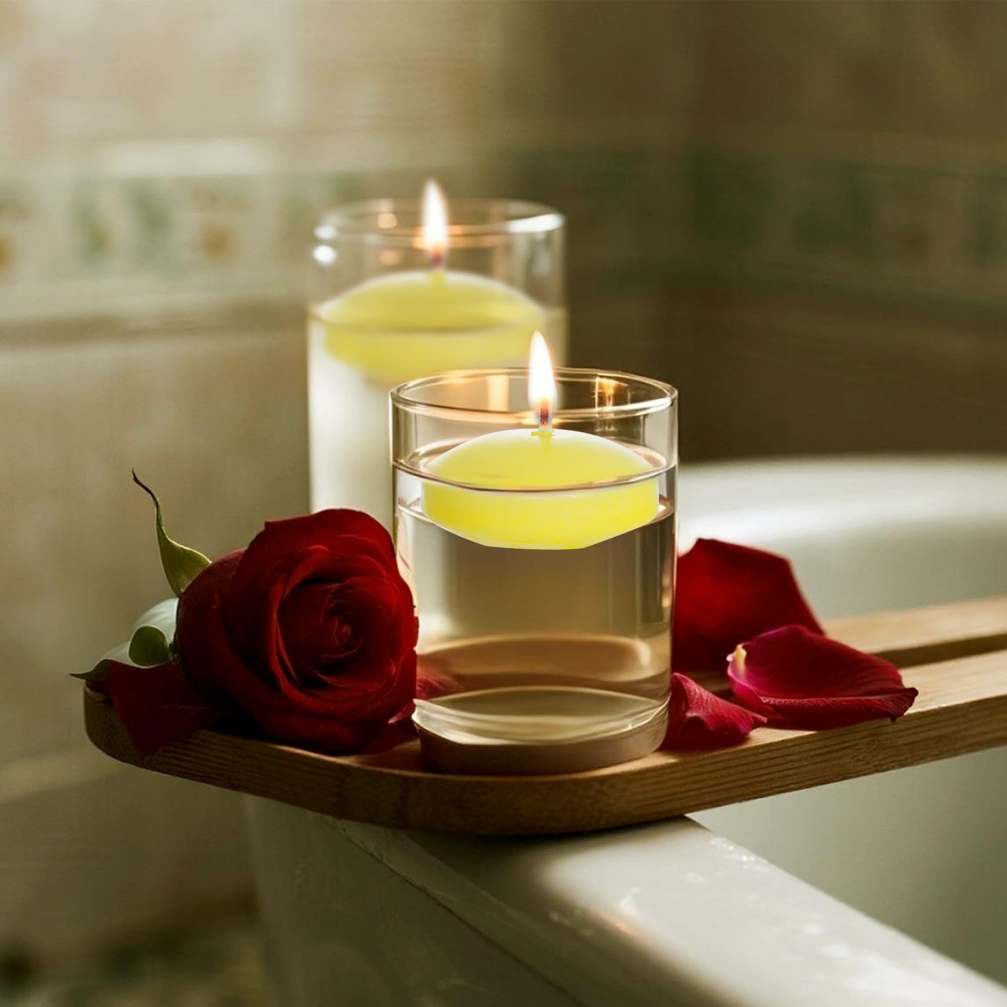 Floating Candles Centerpieces - 20 Pack 2 Inch Floating Candles for Centerpieces, Nice for Halloween, Christmas, Thanksgiving, New Year & More - Good for Home Decor & Centerpieces (Yellow)