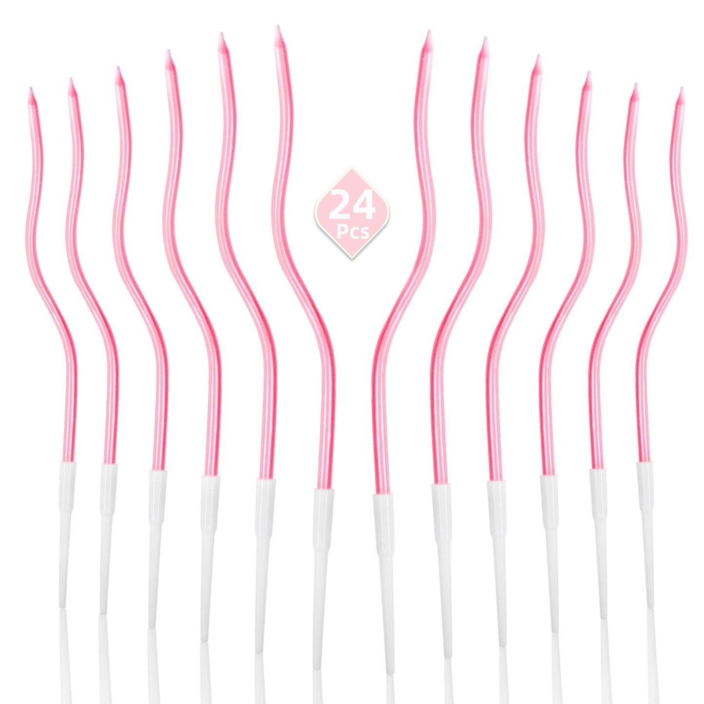 PHD CAKE 24-Count Pearl Pink Spiral Long Thin Birthday Candles, Cake Candles, Birthday Parties, Wedding Decorations, Party Candles