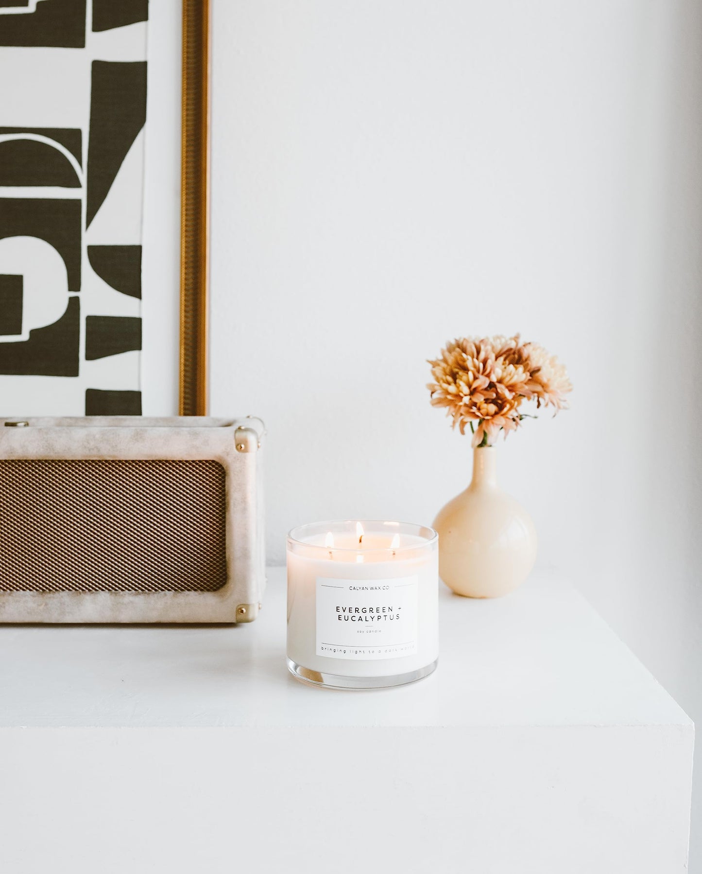 Calyan Wax Co. Evergreen & Eucalyptus 3 Wick Scented Candle - 43 Hour Burn - Luxury 3 Wick Soy Candles - Clean Soy Wax Candles - Long Lasting Large Glass Jar Candle for Home - 14.9oz