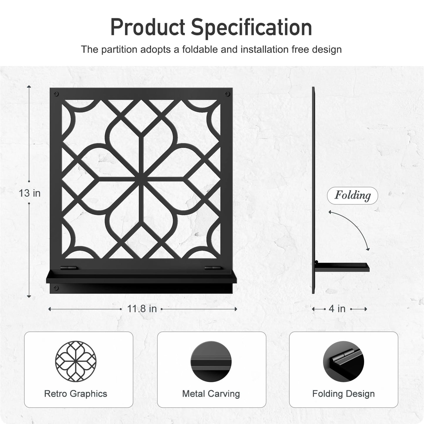 Black Metal Wall Candle Holder Set of 2, Square Rustic Farmhouse Bathroom Wall Decor, Modern Boho Aesthetics Line Art for Entryway, Hallway, Living Room, Bedroom (11.8 x 13 in)