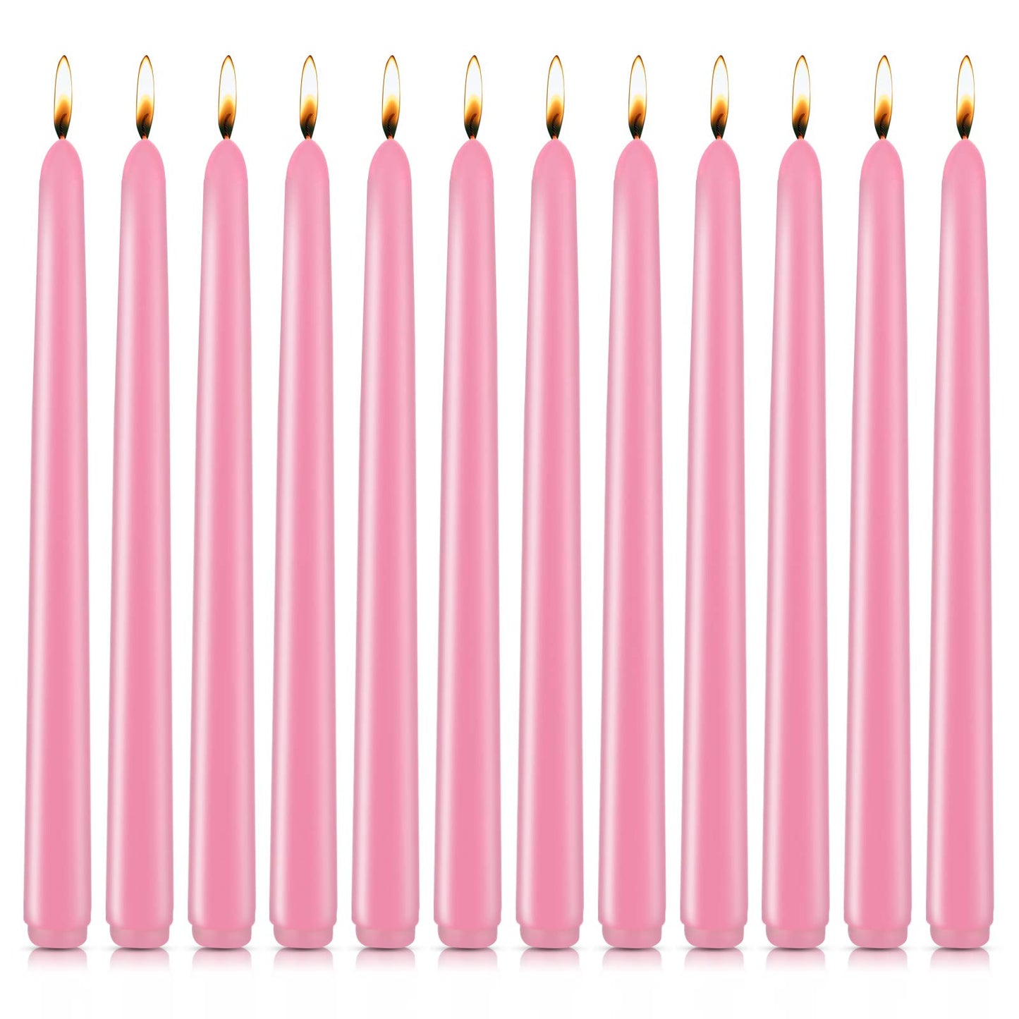 10 inch Pink Taper Candles for Christmas Advent, Set of 12 Unscented Dripless Candlesticks - 8 Hours Long Burning for Home Decor, Wedding, Parties and Special Occasions