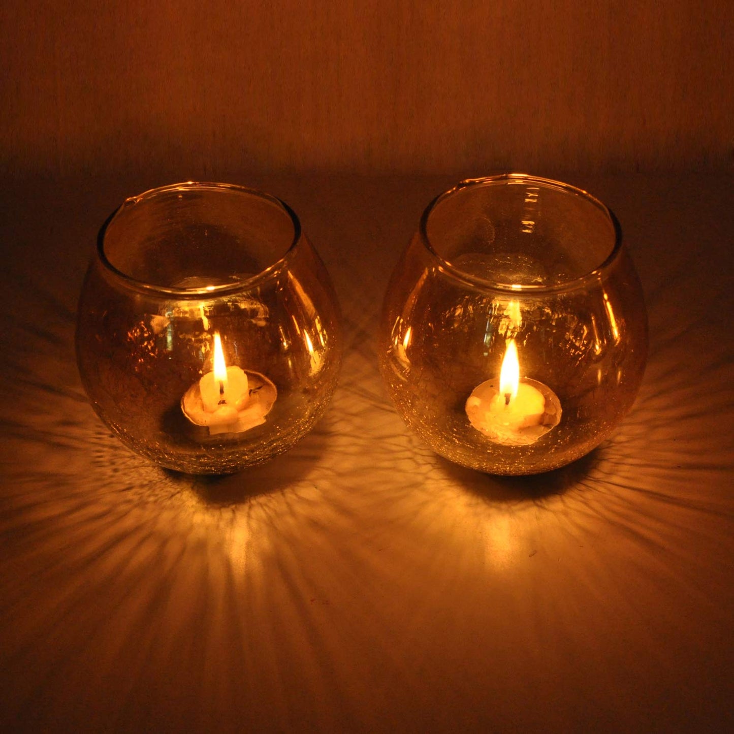Votive Candle Holders 2 Pcs Half Cracked Glass Halloween Candle Holder Votive Candle Holder - Tea Light Candle Holder for Home Decor Weddings Table Centerpieces Votive Tea Light Candle Holder