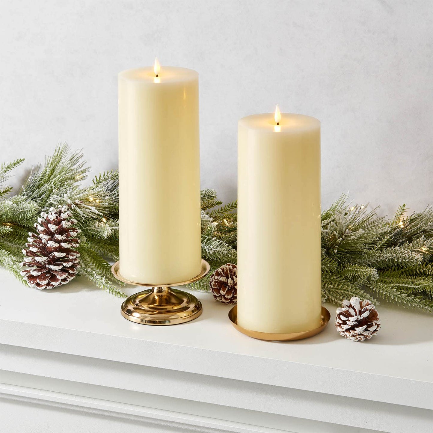 LampLust Flickering Flameless Candles with Remote & Batteries, 4x10 Pillar Candles Set of 2, Real Ivory Wax, Candles Battery Operated, Wedding Centerpieces for Tables, Thanksgiving Decorations