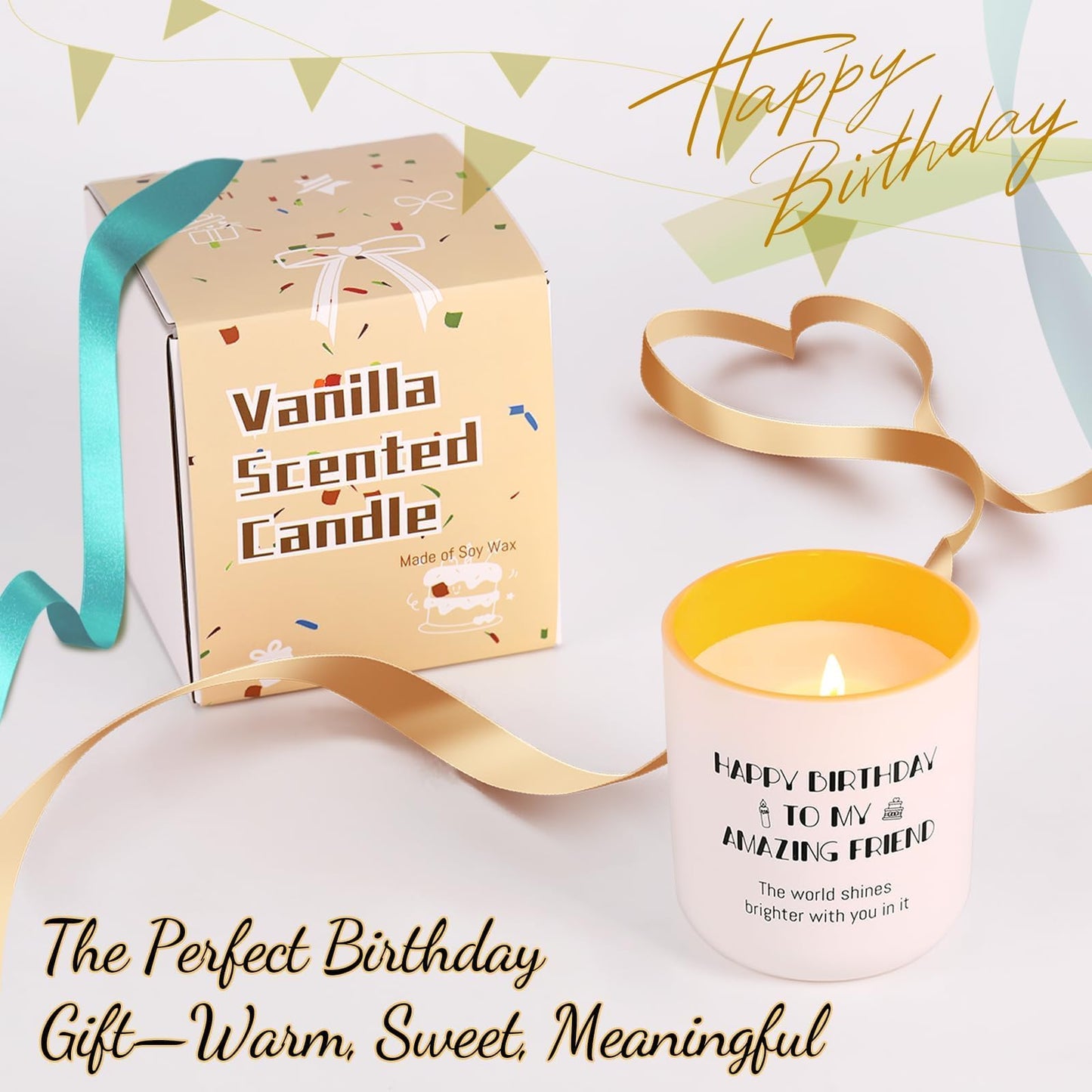 HAVITI Birthday Candle for Women, Vanilla Sugar Scented Candles Soy Wax 8OZ, Luxury Happy Birthday Candle Friend, Mom Sisiter Her Men