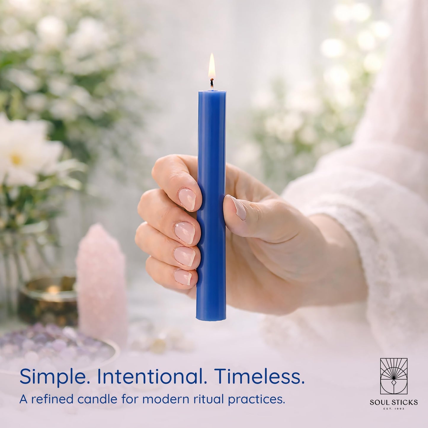 SOUL STICKS Tranquility Magic Spell Chime Taper Candles 20 Pack - Ideal for Altar, Rituals, Ceremonies, Meditation Blue Tapered Candle for Witchcraft Supplies, Wiccan Supplies, Candles Clearance