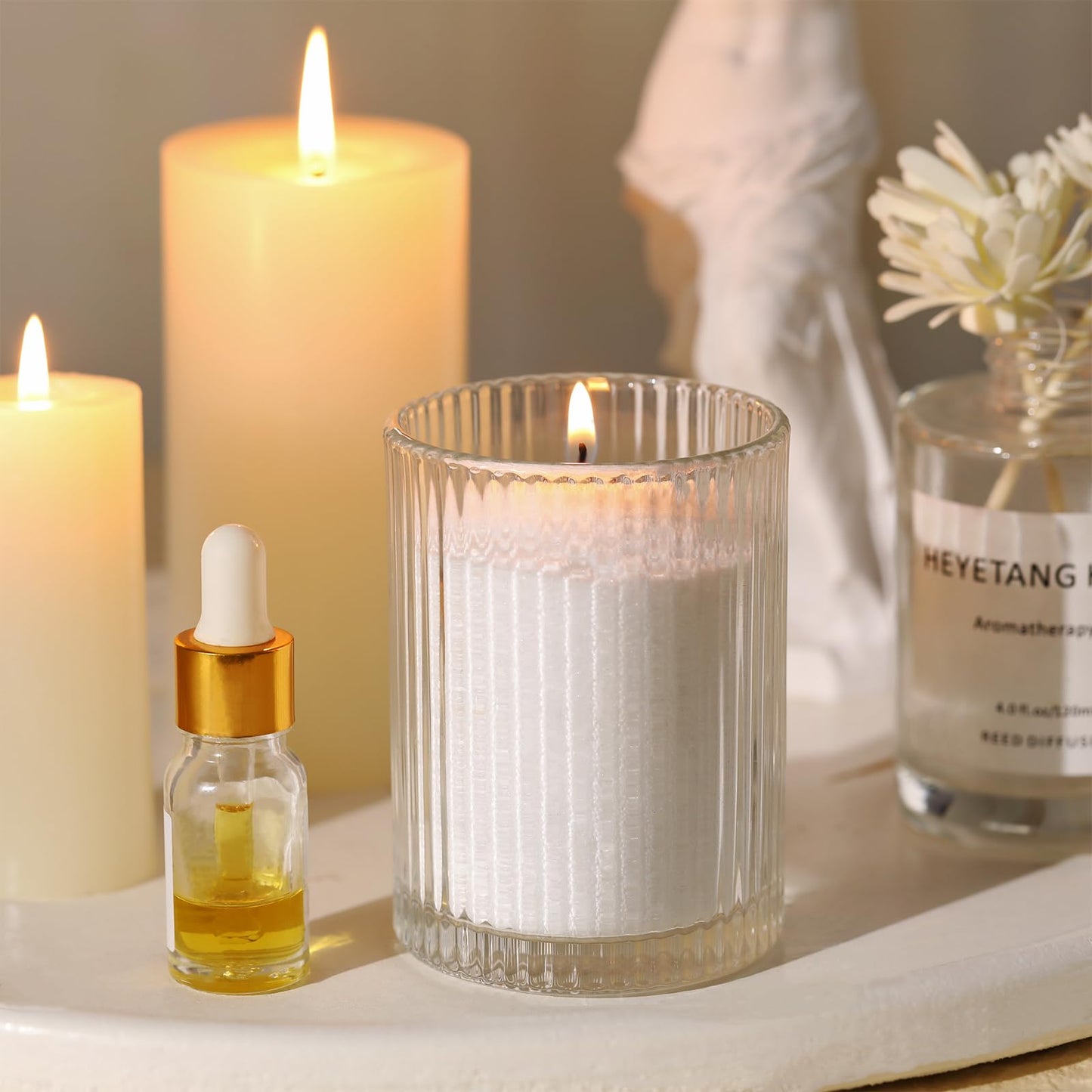 REISEN 2.2lb/35OZ Candle Sand Wax- White Unscented Sand Candle with 10 Wicks & Wooden Spoon, Non Toxic Wax Beads, Refillable Natural Pearls for Powder Candle Making
