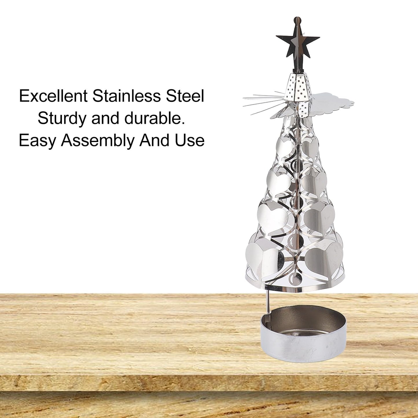 CHEOTIME Spinning Candle Holder with Cup, Rotary Candle Holder Rotating Candlestick Set for Romantic Wedding Christmas Party Home Table Decorations (Heart)