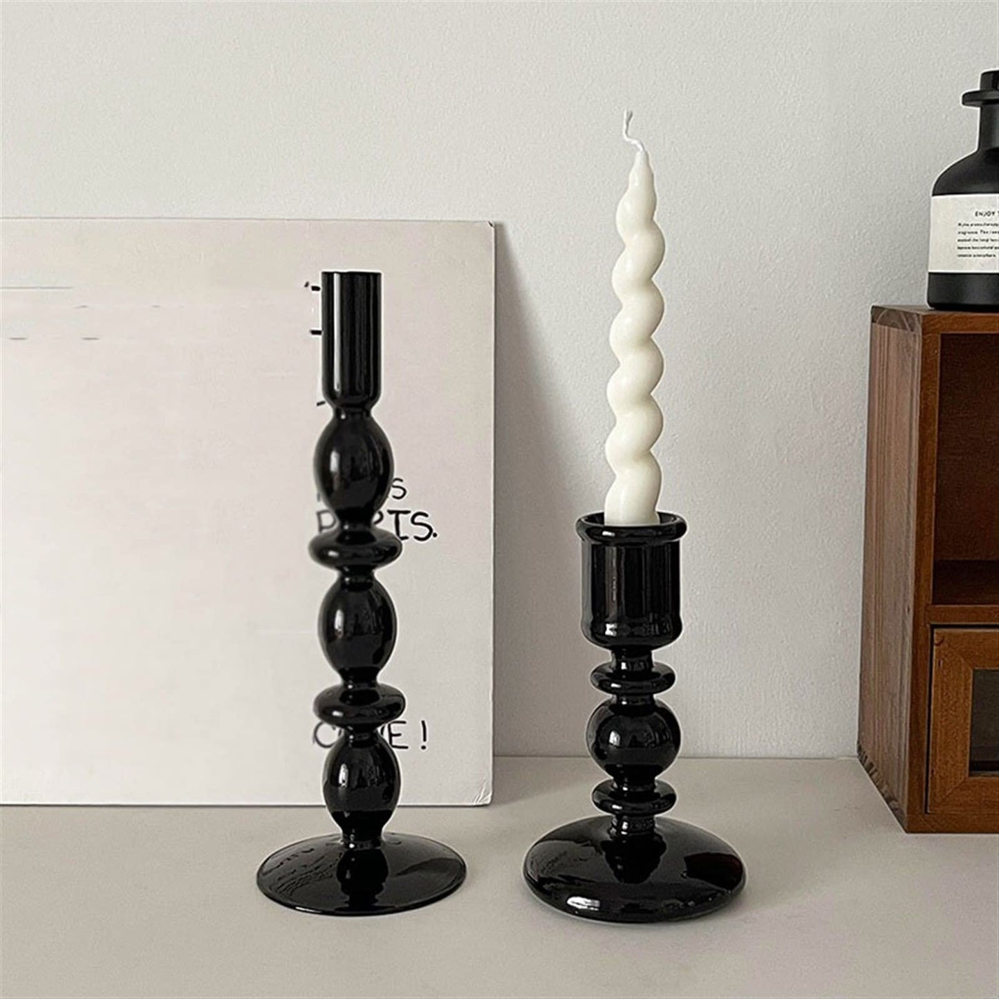 cfycfy987 Candelabra European Glass Candle Holders Light Luxury High-end Fashion Ornaments Miserable Decoration Candlestick Candle Sticks Holder(B)
