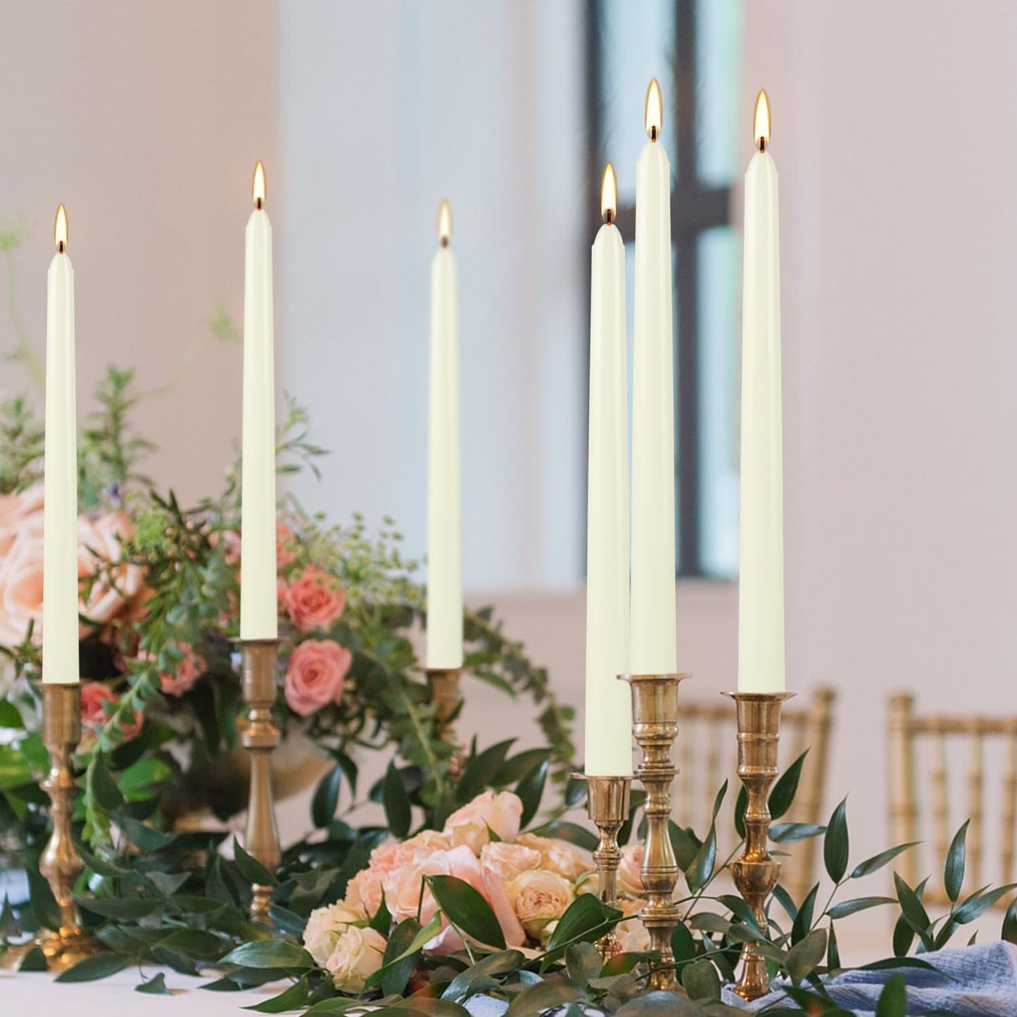 36 Pack Ivory Taper Candles 10 inch(H) Dripless, Smokeless & Unscented - Long Burning Time - Hand Poured Tall Candlesticks - Ideal for Restaurant,Weddings, Dinner Parties, and Home Decor