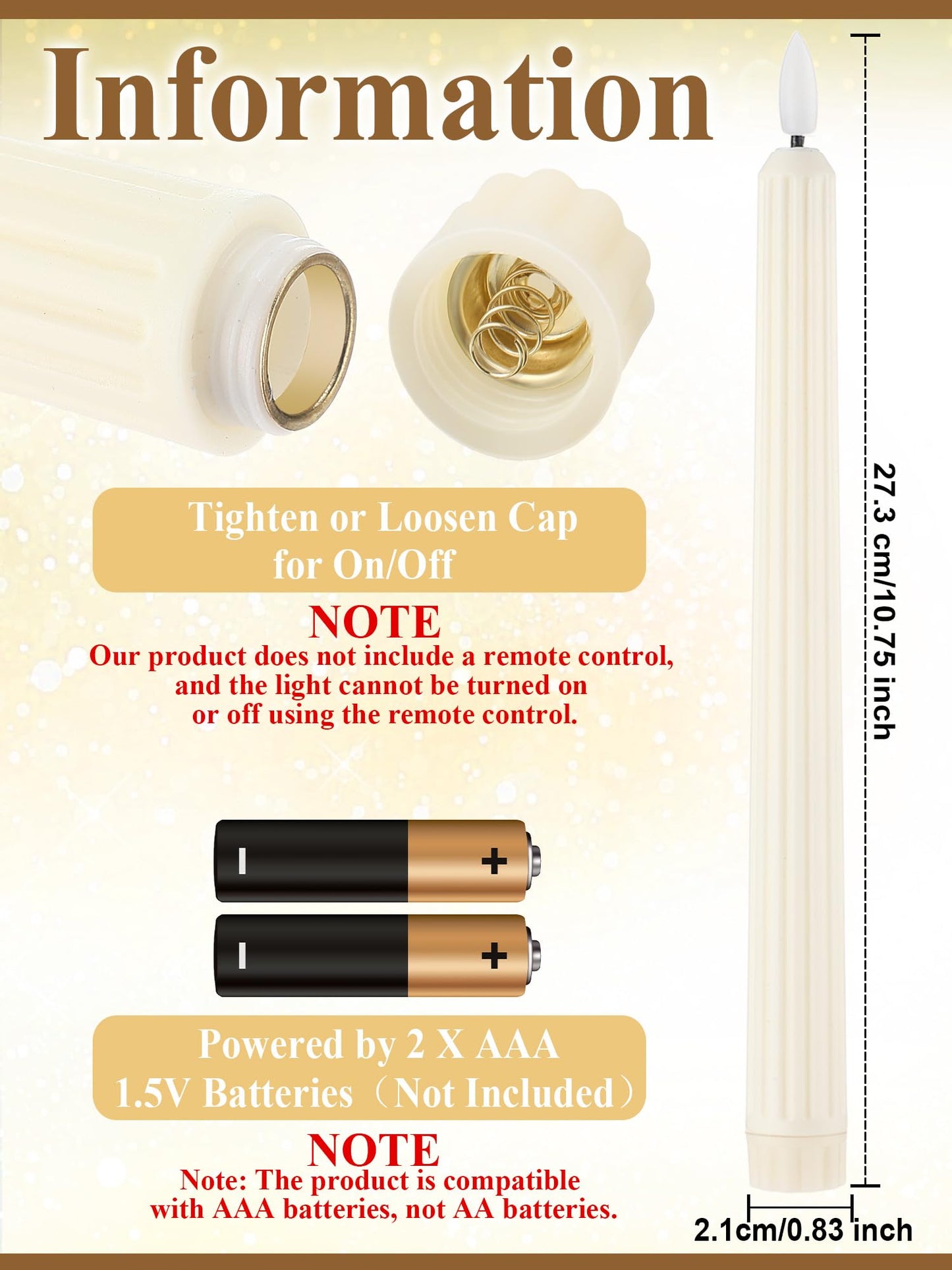 Funtery 48 Pcs Flameless LED Taper Candles Battery Operated Candles Bulk Realistic LED Candlesticks Flickering for Wedding Church Graduation Party Home Decor(Ivory,Romantic Style)