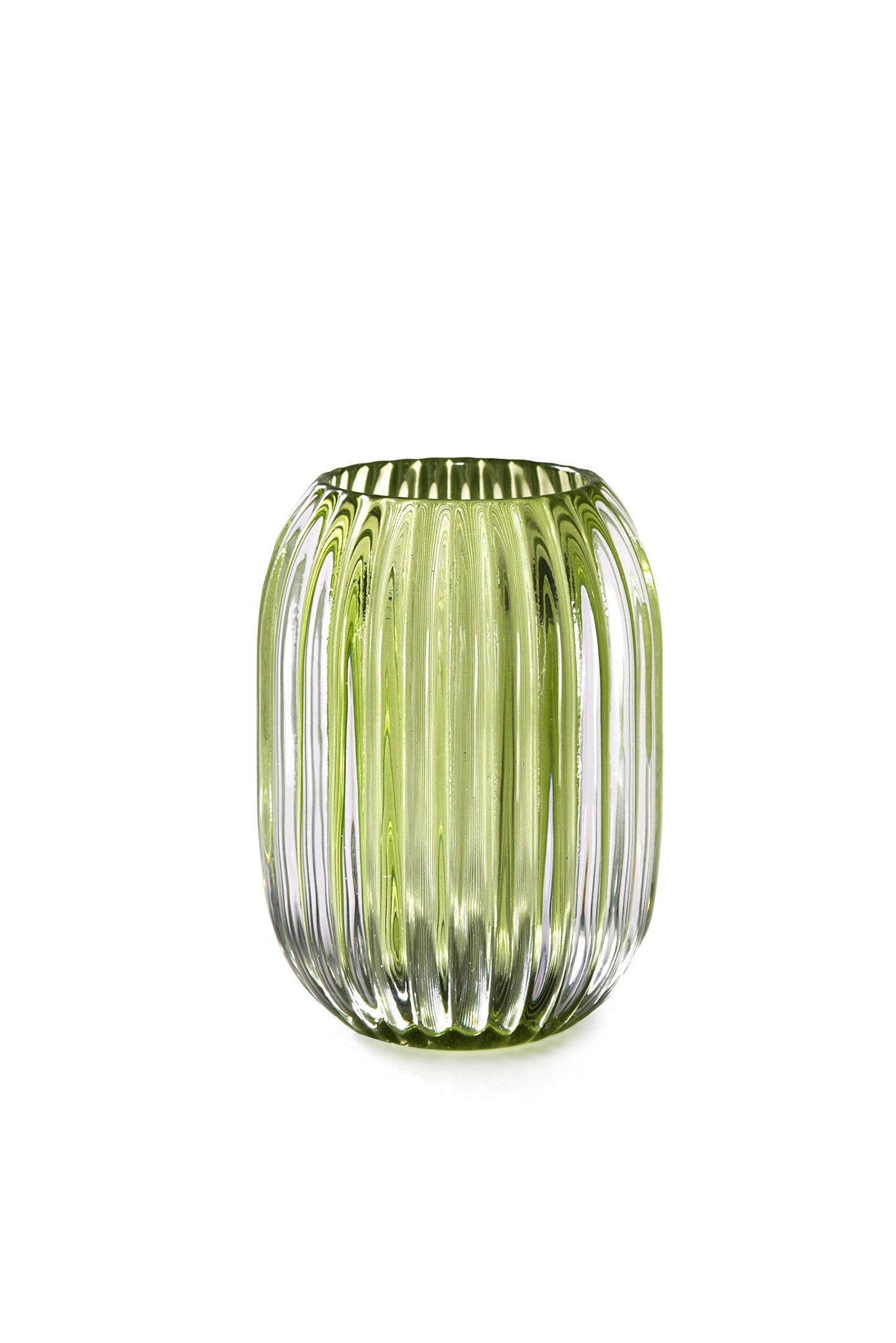 Serene Spaces Living Green Optical Glass Votive Holder, Perfect for Weddings and Home Décor, Measures 5" Tall and 3.5" Diameter