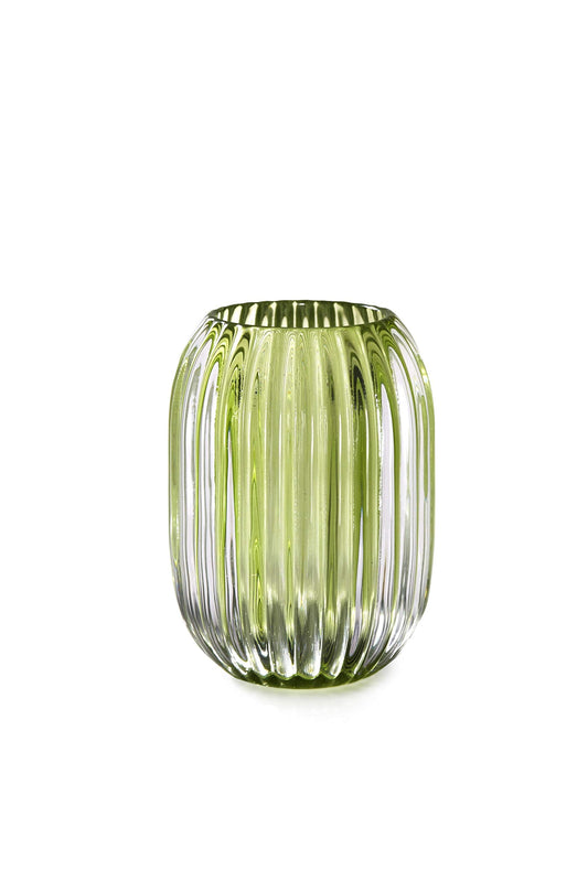 Serene Spaces Living Green Optical Glass Votive Holder, Perfect for Weddings and Home Décor, Measures 5" Tall and 3.5" Diameter