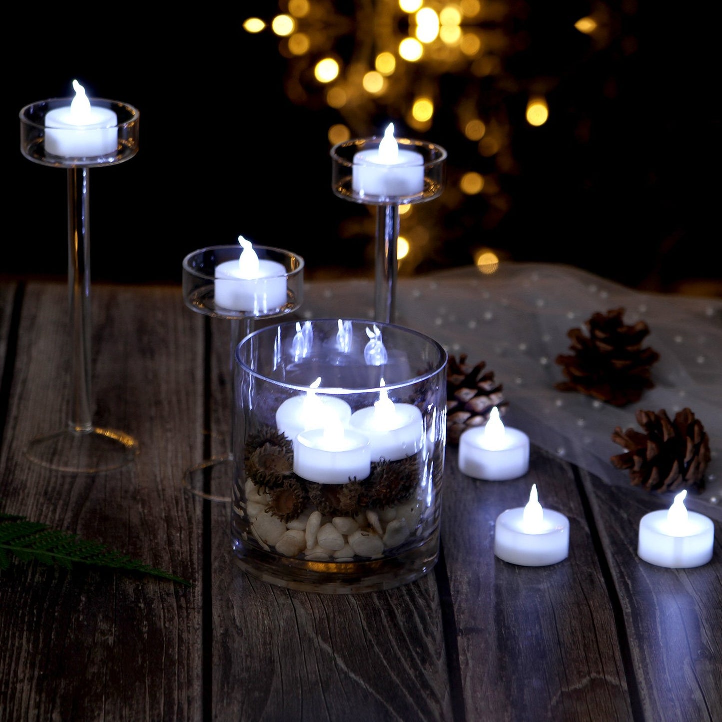 AGPTEK Timer Tea Lights,24 Pack Flameless Timer LED Candles Battery-Operated Tealight Candles No Flicker Long Lasting Tealight with Auto On/Off for Wedding Holiday Party Home Decoration (Cool White)