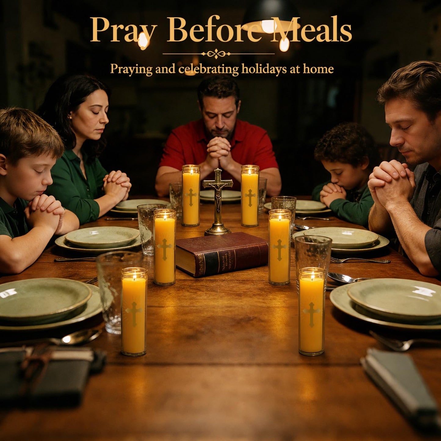 ARQRHTLY 6 Pcs Beeswax Prayer Candles 7 Day Devotional Candle in Glass 100 Hours Long Burn Time Religious Catholic Christian Spiritual Decor for Memorials Vigil Church Home Altar Bless Novena