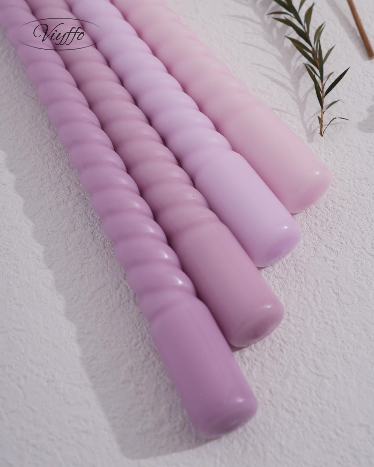 Viyffo 11 Inch Spiral Taper Candles, 4 Pack Purple Gradient, Unscented Tall Long Candlesticks for Wedding, Dinner, Holiday Table Decor, Fits Most Standard Holders