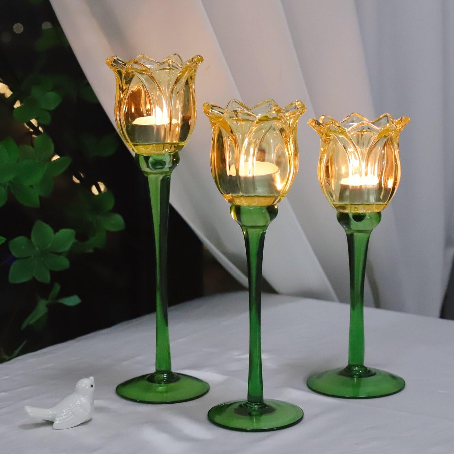 VOHO Gold Tulips Candle Holders for Table Centerpiece, Classic Gold Tealight Candle Holder for Birthday Thanksgiving Christmas Decorations, Flower Votive Candle Holders Wedding Centerpieces for Tables