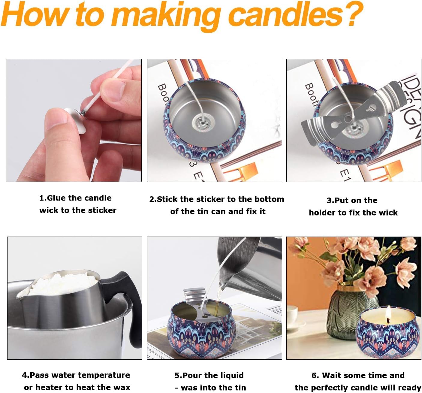 BBAXI Candle Making kit Supplies，Nature Soy Wax DIY Craft Tools with 32oz Candle Making Pouring Pot,16oz Soy Wax,Wooden Wick Holders, Candle Wicks,Stickers,Thermometer and Spoon for Beginners Adults