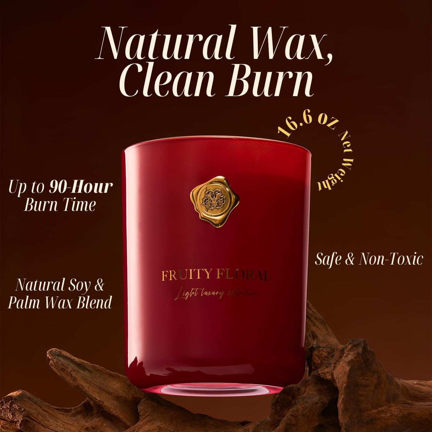 M&SENSE Fruity & Floral Scented Candle | 90-Hour Burn, 16.6 oz | Long-Lasting for Mood Healing and Gifting | Natural Non-Toxic Soy Wax | for Bathroom, Kitchen, Office