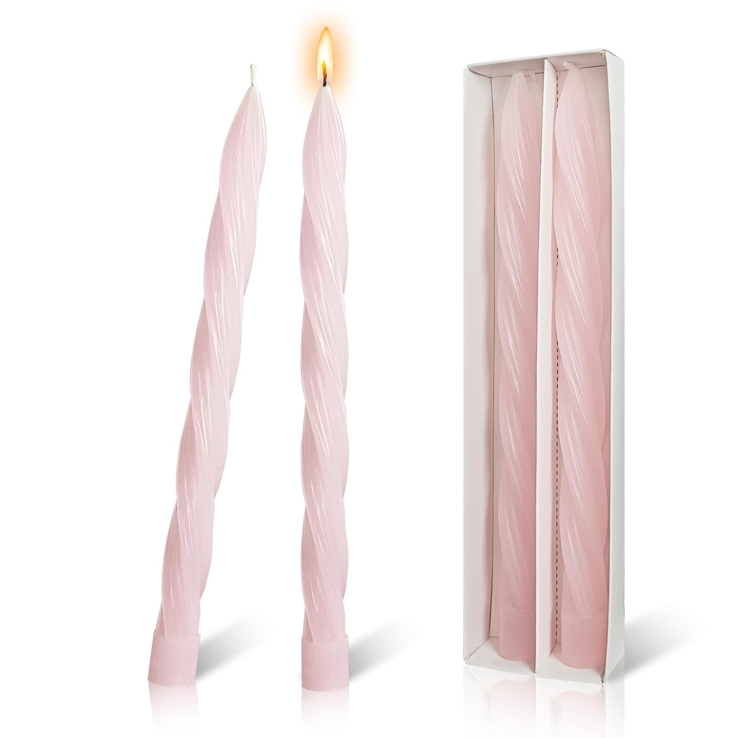 Taper Candle Pink Spiral Tapered Candles 10 Inch Smokeless Candlesticks Handmade Twisted Candle Stick 2 PCS for Holiday Wedding Home Decor Gifts
