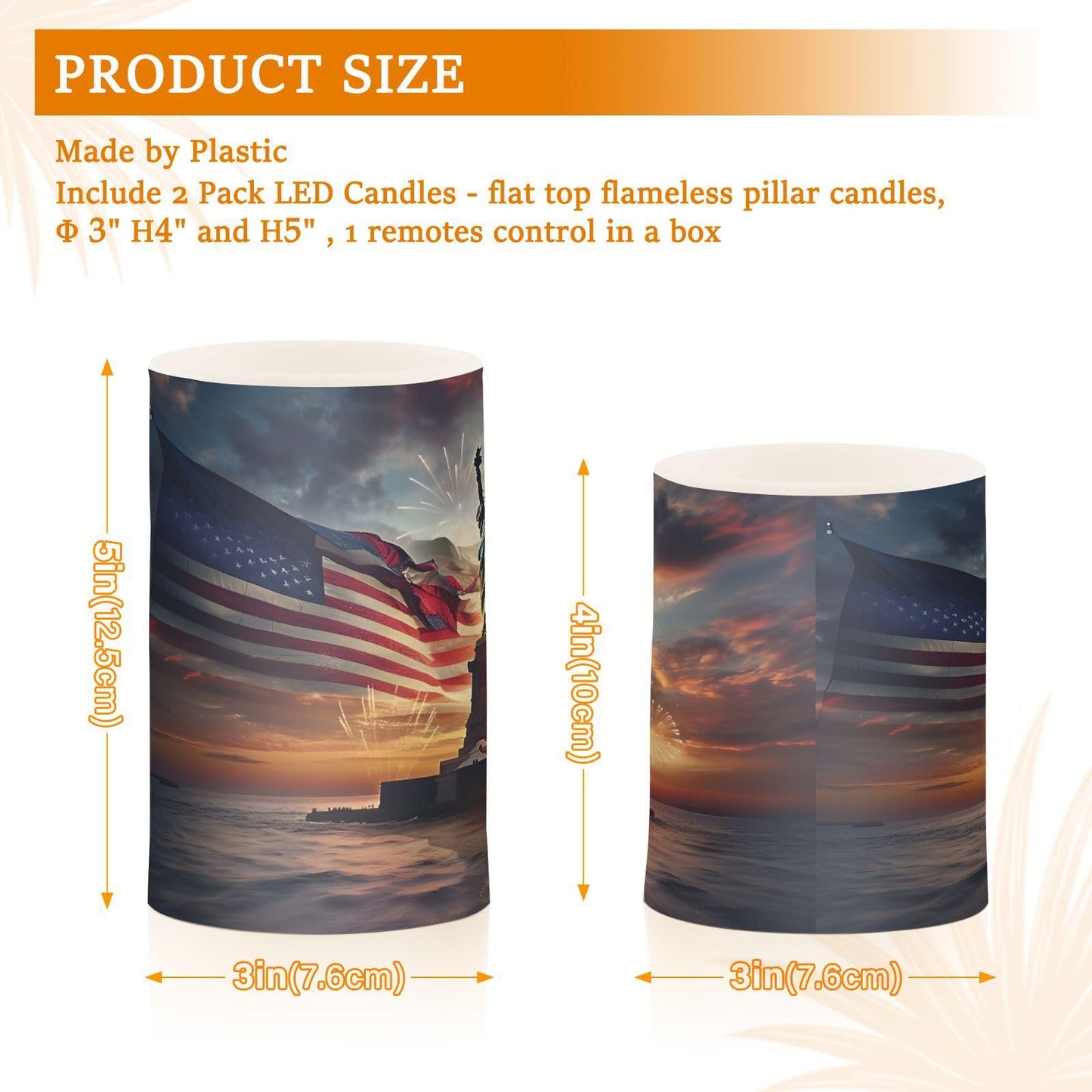ALAZA Independence Day Statue of Liberty Flameless Candles Flickering LED Candles with Remote Timer Battery Operated Pillar Candles Set of 2 for Dinner Holiday Decor