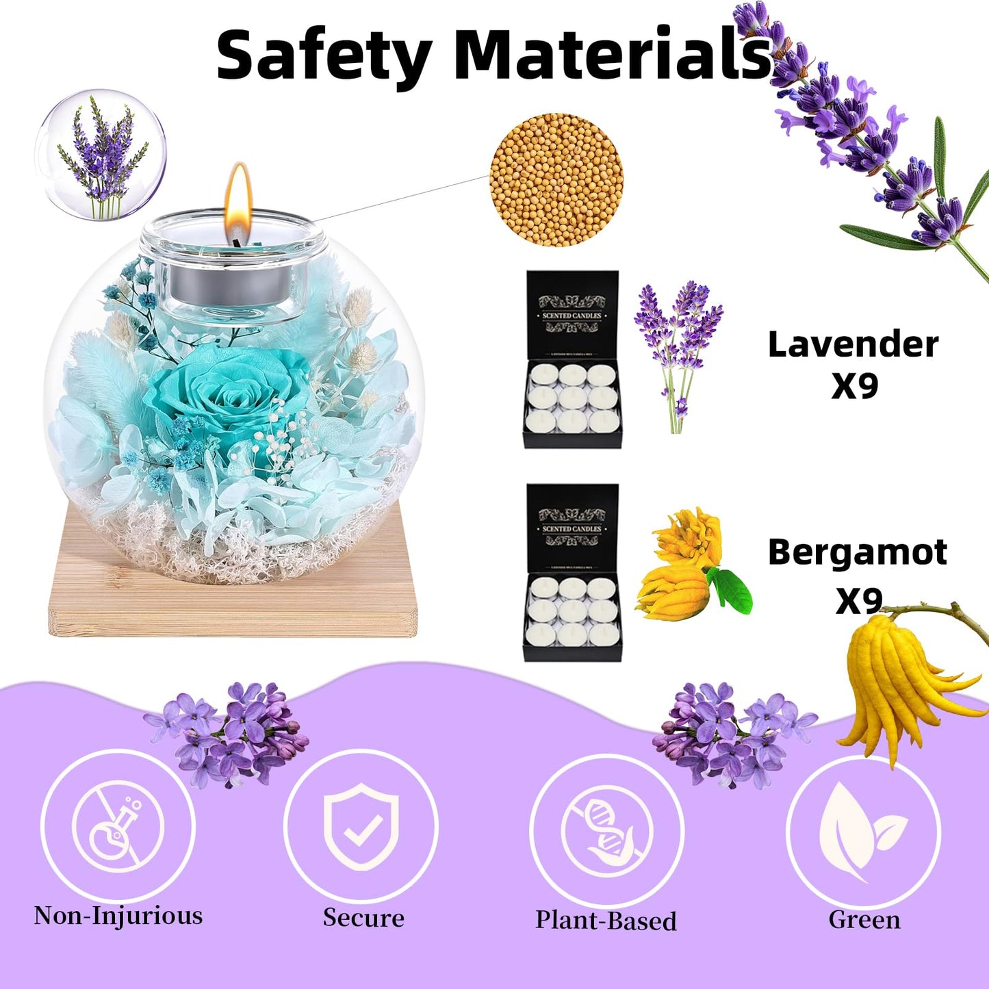 Gifts for Women Birthday Unique-Long-Lasting Real Flowers in Glass Dome Scented,Mother's Day Valentine Christmas Thanksgiving Birthday Gift for Women Mom Girlfriend Wife Home Decor (Nilan)
