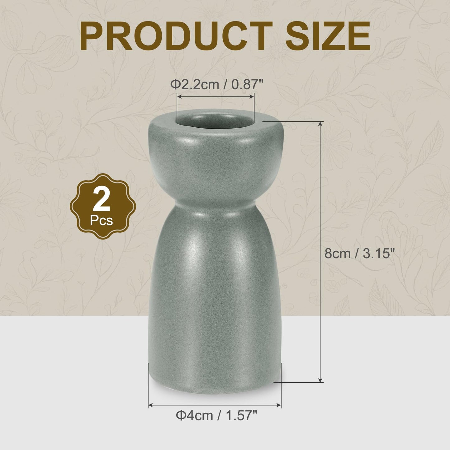 uxcell 2 Pack Candlestick Holder Gray Ceramic Taper Candle Holder Candle Stand Holders Modern Style Decoration for Centerpiece Tabletops Anniversary