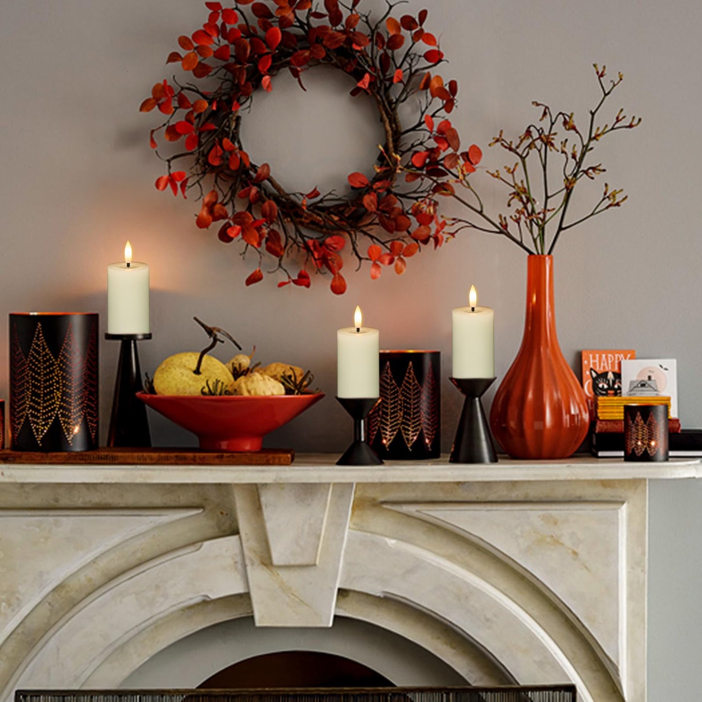 Lasumora Mirror Surface Votive Candles Battery Operated with Remote Timer, 6pcs Real Wax LED Votive Candle Realistic Flickering for Wreaths Memorial Lantern Φ 2" H 4.5” Ivory Flameless