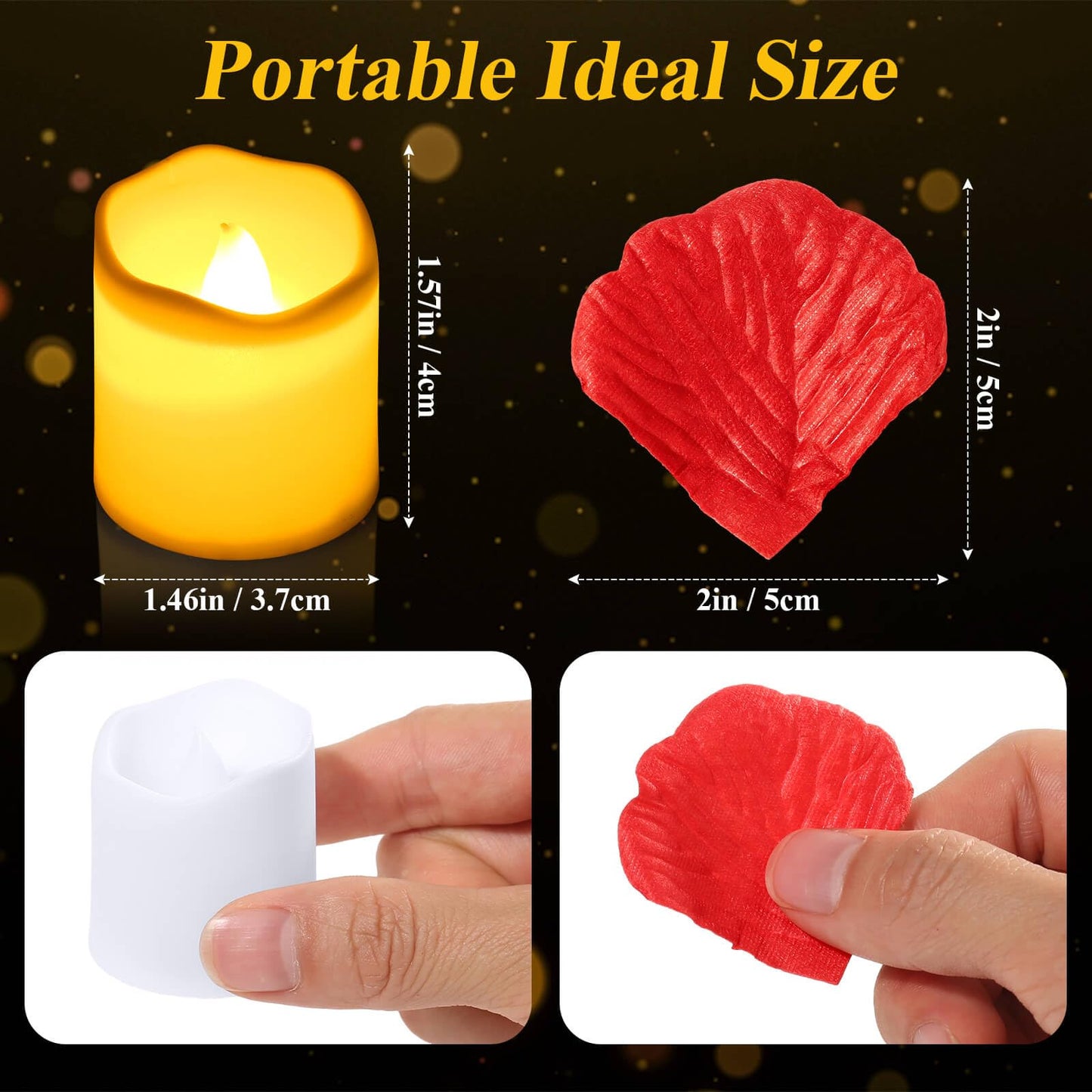 cridoz Rose Petals and Candles Set, 3000 Fake Rose Pedals and 24 Flameless Candles for Romantic Night Decorations