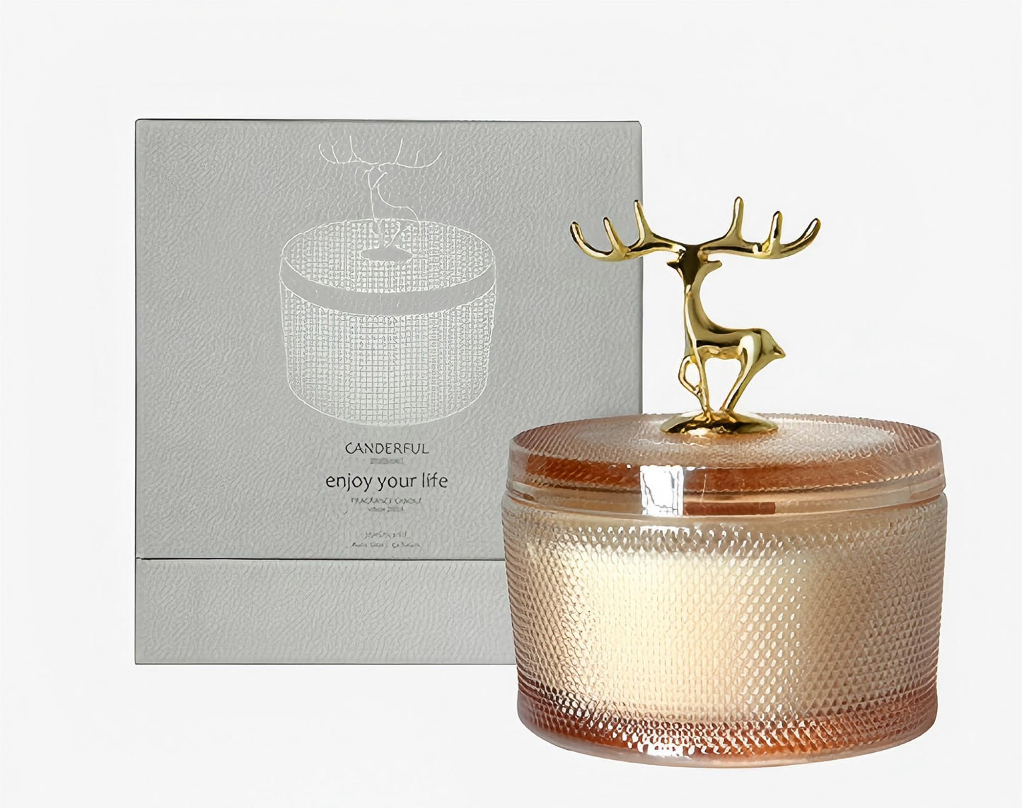 Pandachilla Aroma Candle Osmanthus Cute Deer Antlers Glass Container Aromatherapy Candle 12.35 Ounces Burn time 50h (Osmanthus)