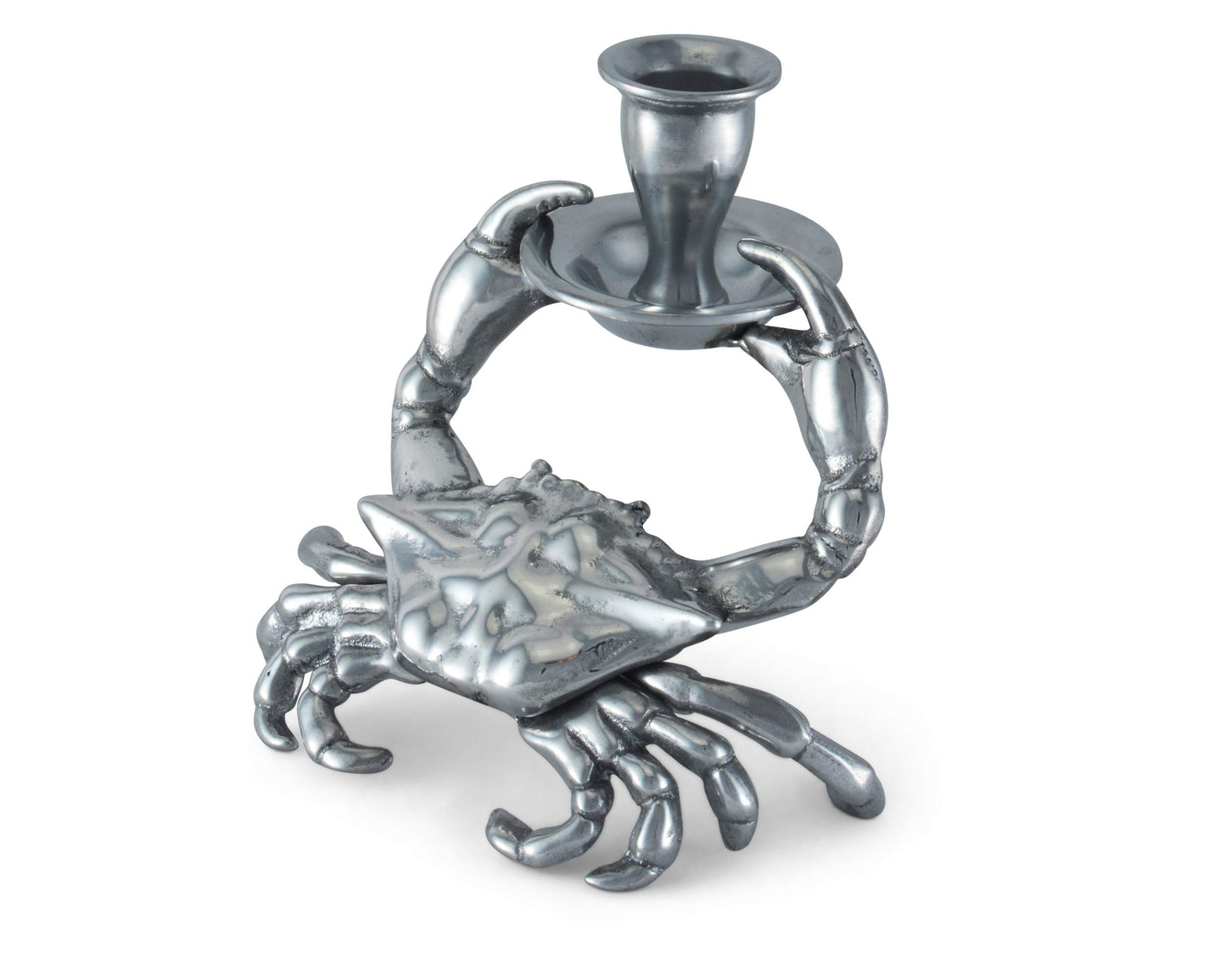 Arthur Court Aluminum Metal Crab Candle Holders/Candlestick - Perfect for Outdoor Table or Ocean/sea décor Quality Durable Silver Metal 5.5 inch Tall