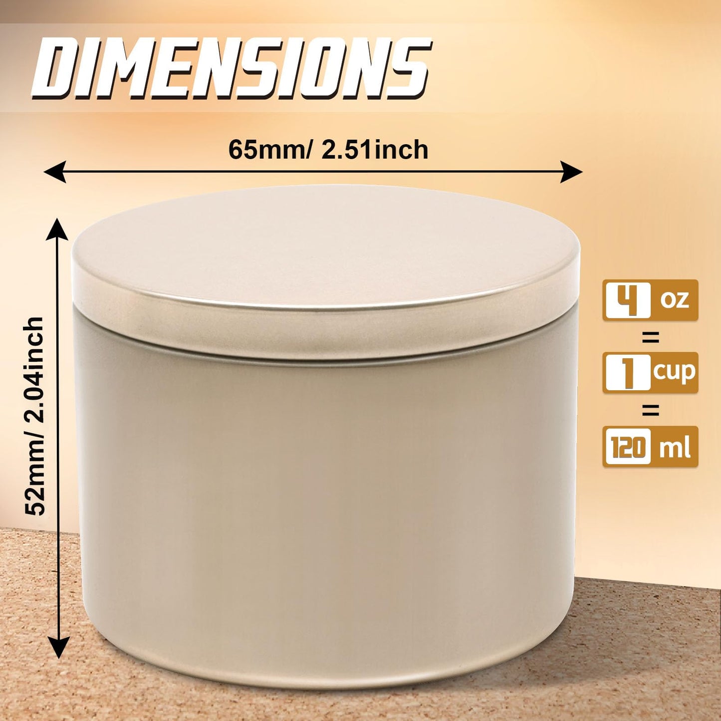 YJHSS 24-Pack 4oz Candle Tins with Lids, Metal Candle Jars for Candle Making, Empty Containers Vessels Bulk for Small Business & Beginners DIY Storage -Champagne Gold