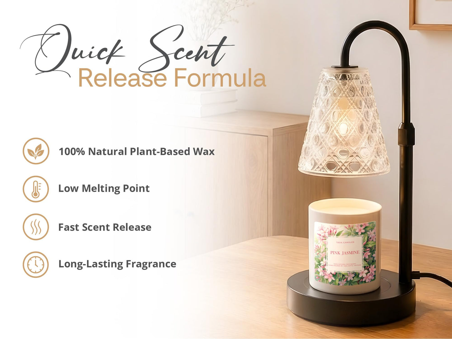 Premium Wickless Candles for Candle Warmer Lamp, Long-Lasting Fragrance Wax, Clean Burn Scented Wax for Candle Warmer, Smokeless Wickless Option (Pink Jasmine)