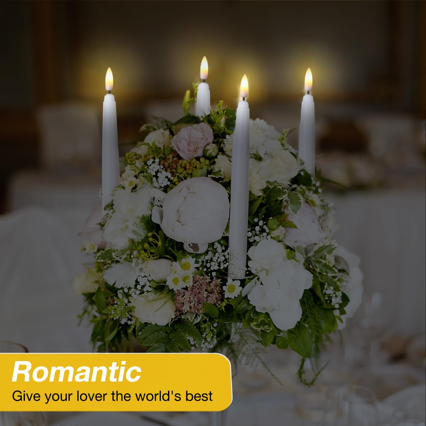 Tuanse 20 Pcs Flickering Flameless Taper Candles Bulk LED Battery Operated Realistic Flame Effect with Remote & Timer Safe No Fire Wax Drip Candles for Wedding Church Home Decor (8.46",White)