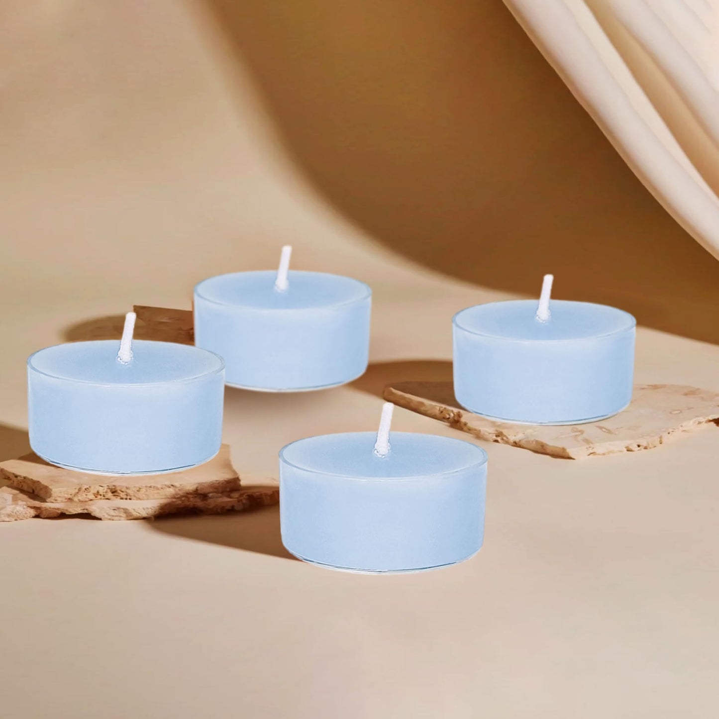 Blue Tea Lights Set of 24, Handmade Tealight Candles with Bluebell Scent, Long Burning Tea Candles, Tealights for Wedding Party Home Spa Decor Gift
