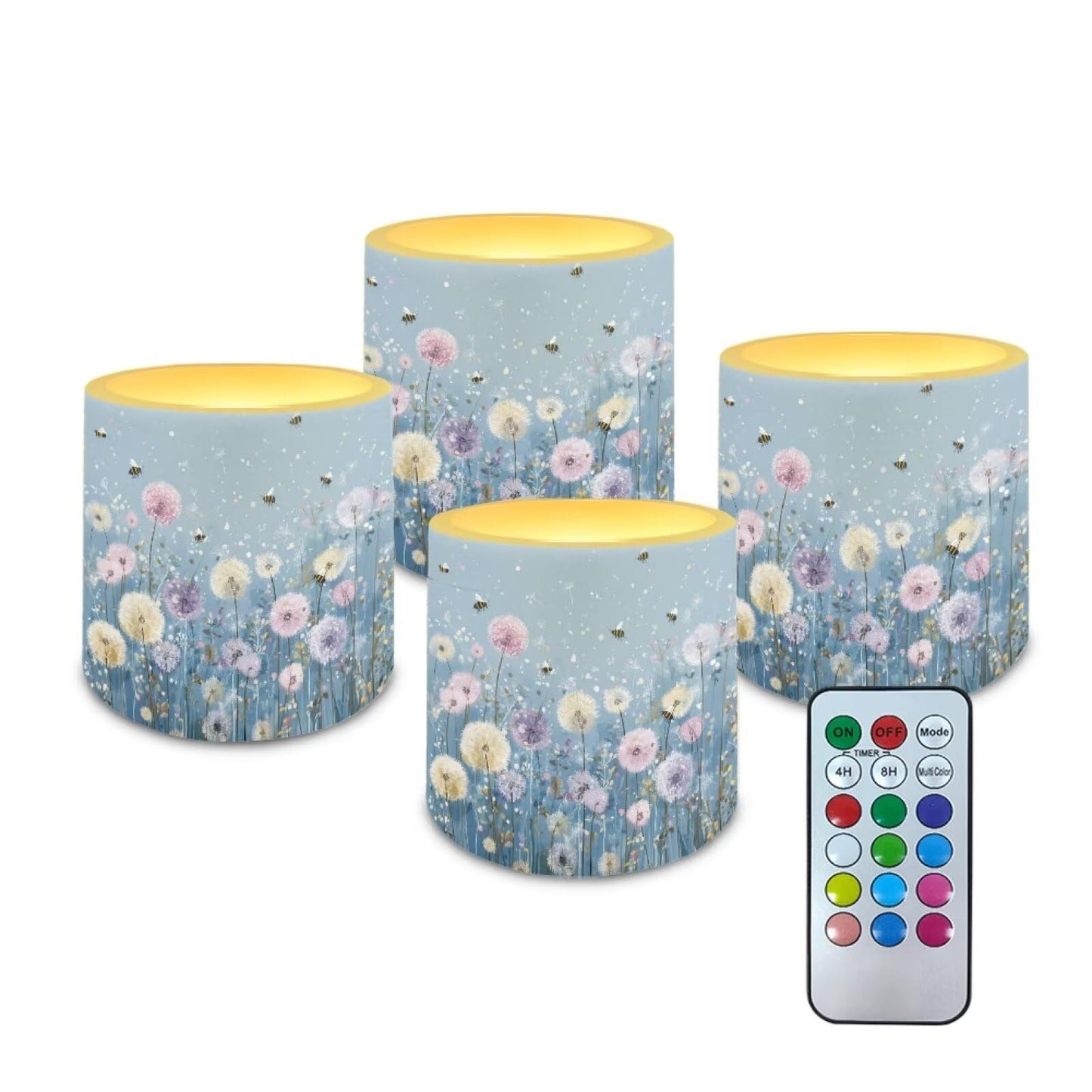Merkmak Wild Flower Battery Operated Flameless Candles with Remote and Timer Flameless LED Pillar Candles for Camping, Banquet, Party, Home Decoration Tealights